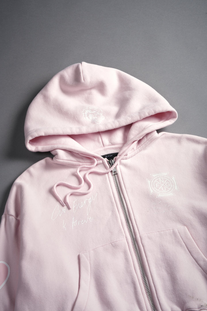 Her Energy "Chambers" (Cropped) Zip Hoodie in Blush Pink