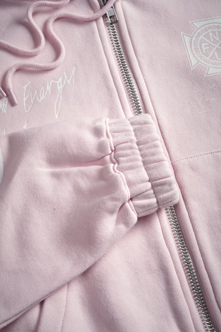 Her Energy "Chambers" (Cropped) Zip Hoodie in Blush Pink