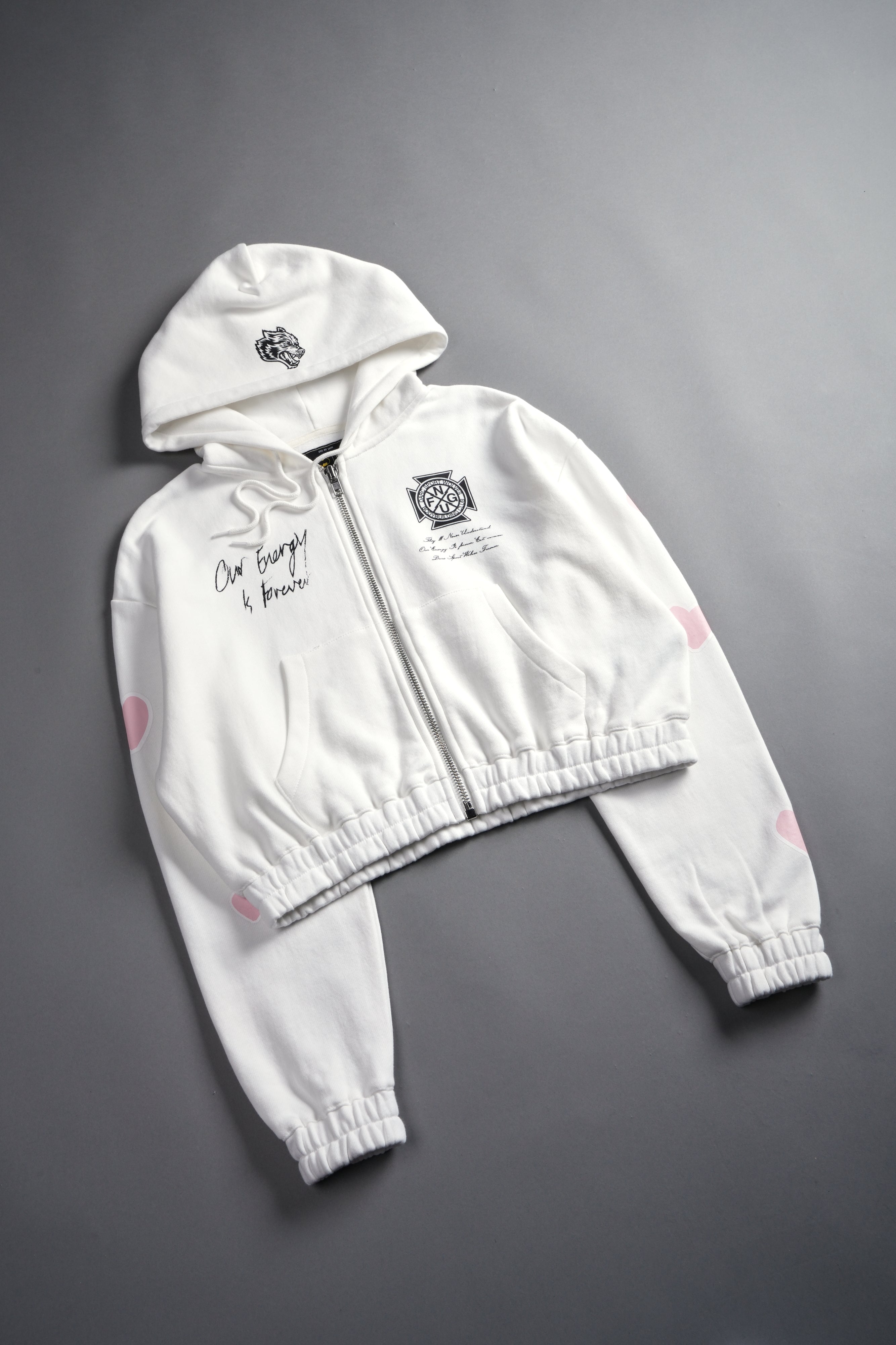 Her Energy "Chambers" (Cropped) Zip Hoodie in Cream