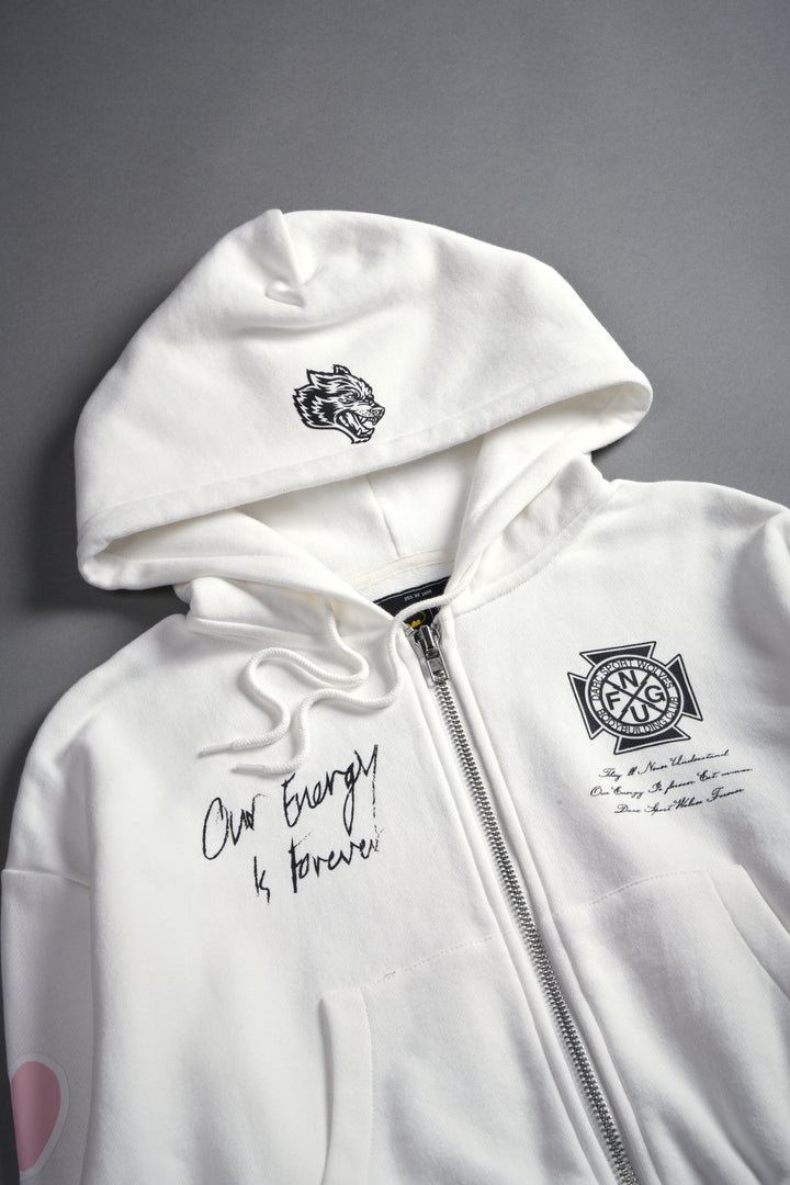 Her Energy "Chambers" (Cropped) Zip Hoodie in Cream