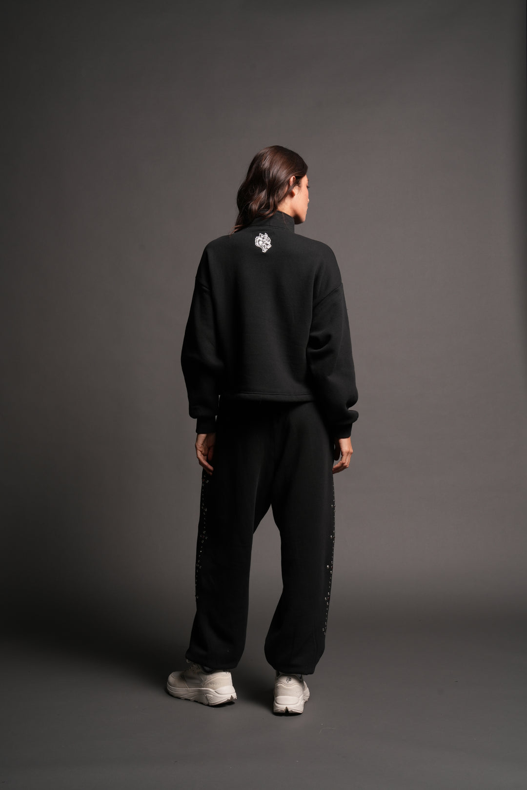 Stud Pyramid She Everson Mockneck Sweater In Black