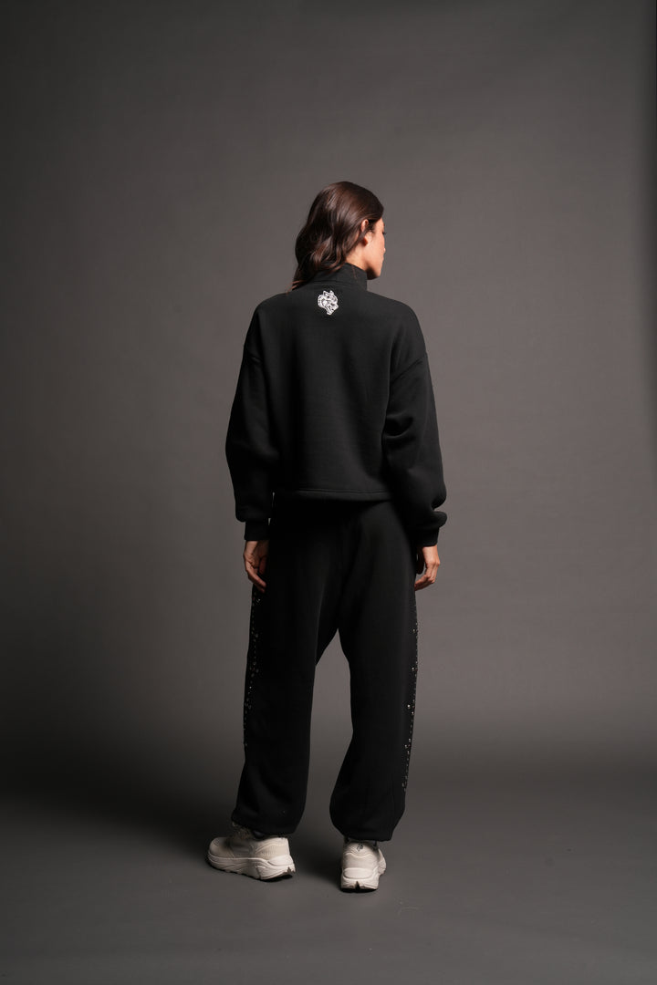 Stud Pyramid She Everson Mockneck Sweater In Black
