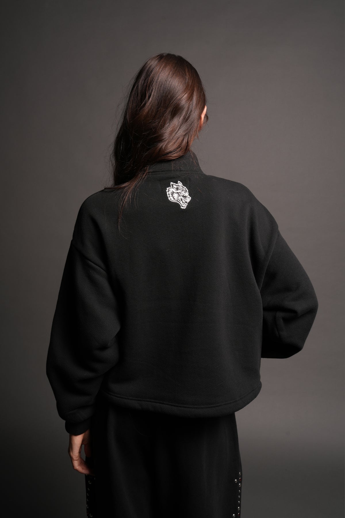 Stud Pyramid She Everson Mockneck Sweater In Black