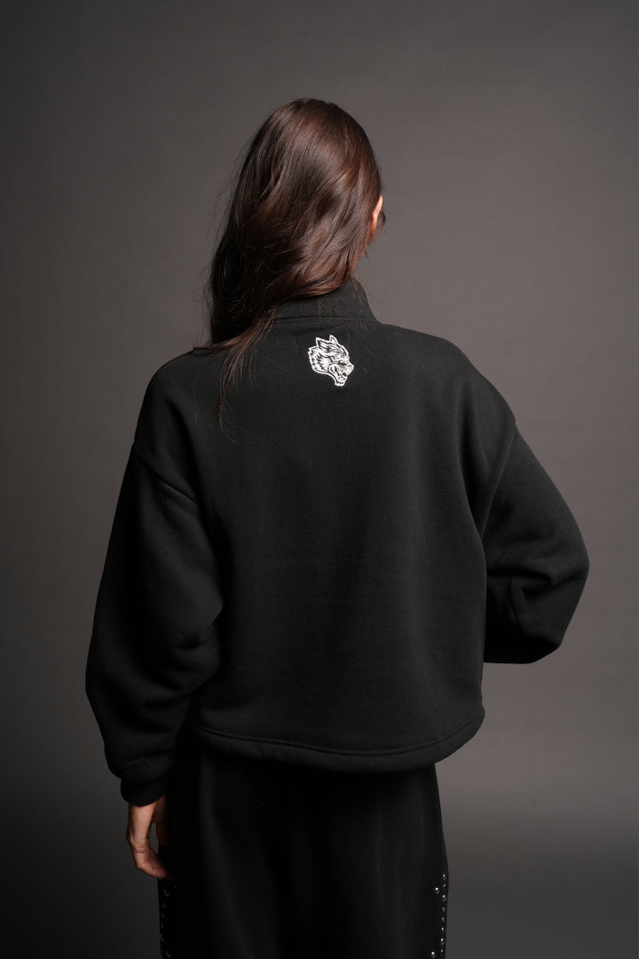 Stud Pyramid She Everson Mockneck Sweater In Black