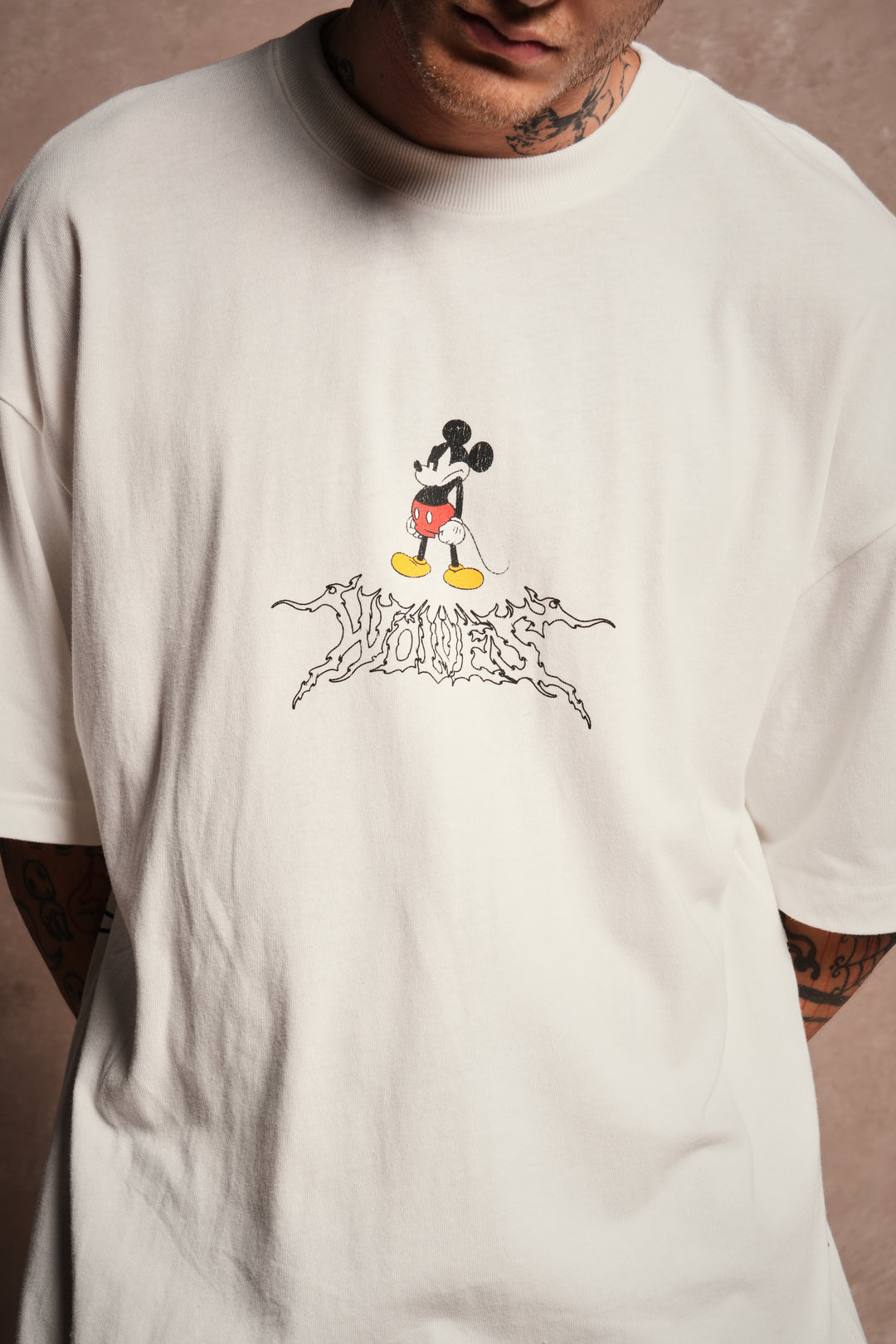 Mickey Wlvsfrvr Premium Oversized Tee in Cream