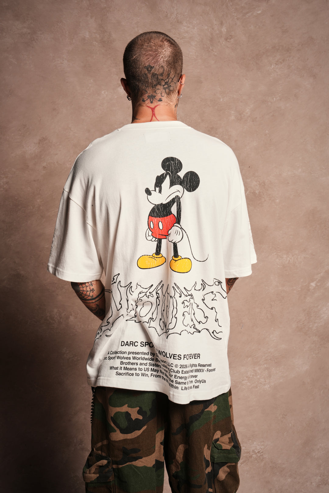 Mickey Wlvsfrvr Premium Oversized Tee in Cream