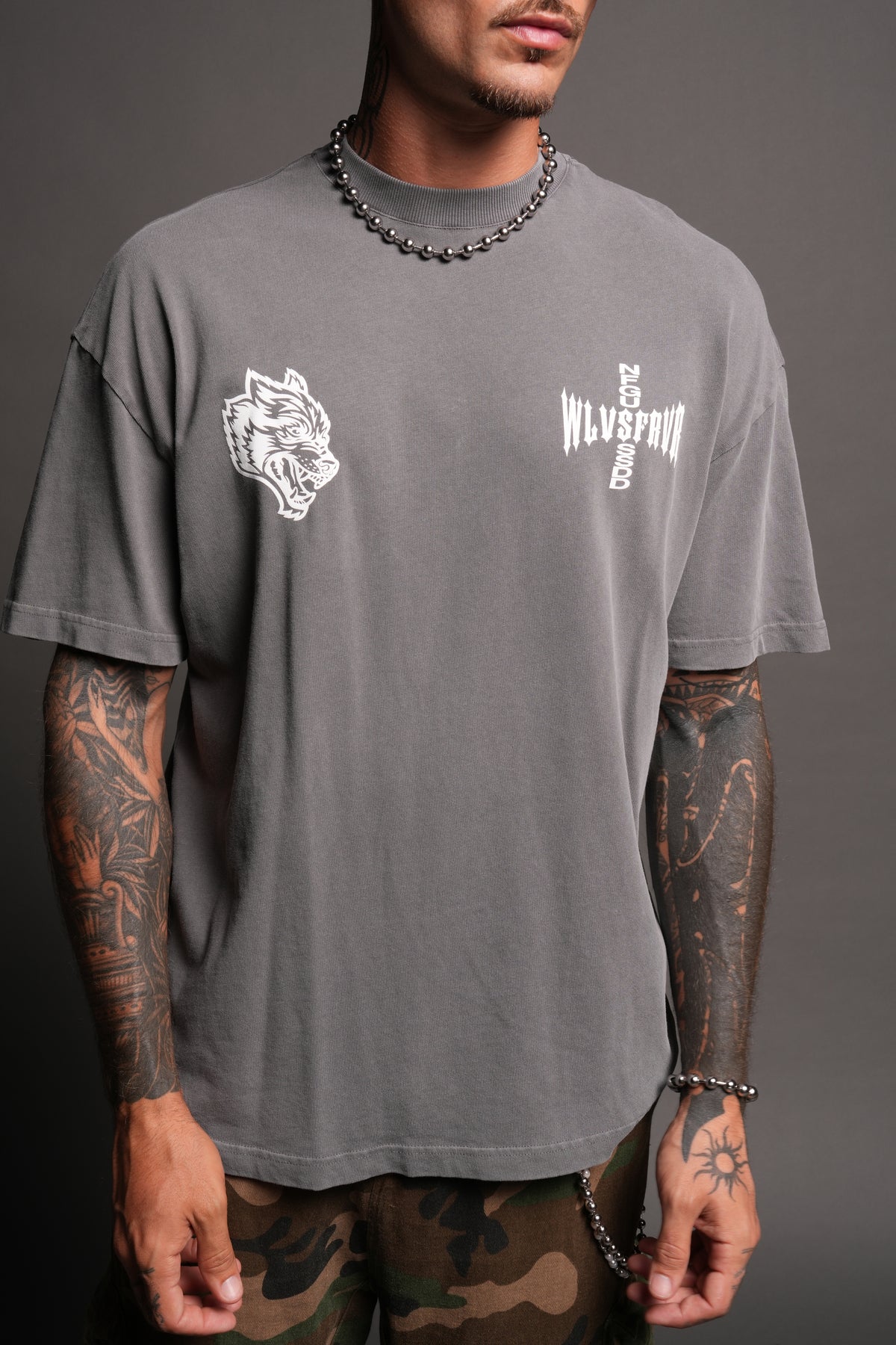 All Of Us 1 Of 500 Premium Oversized Tee In Slate Gray