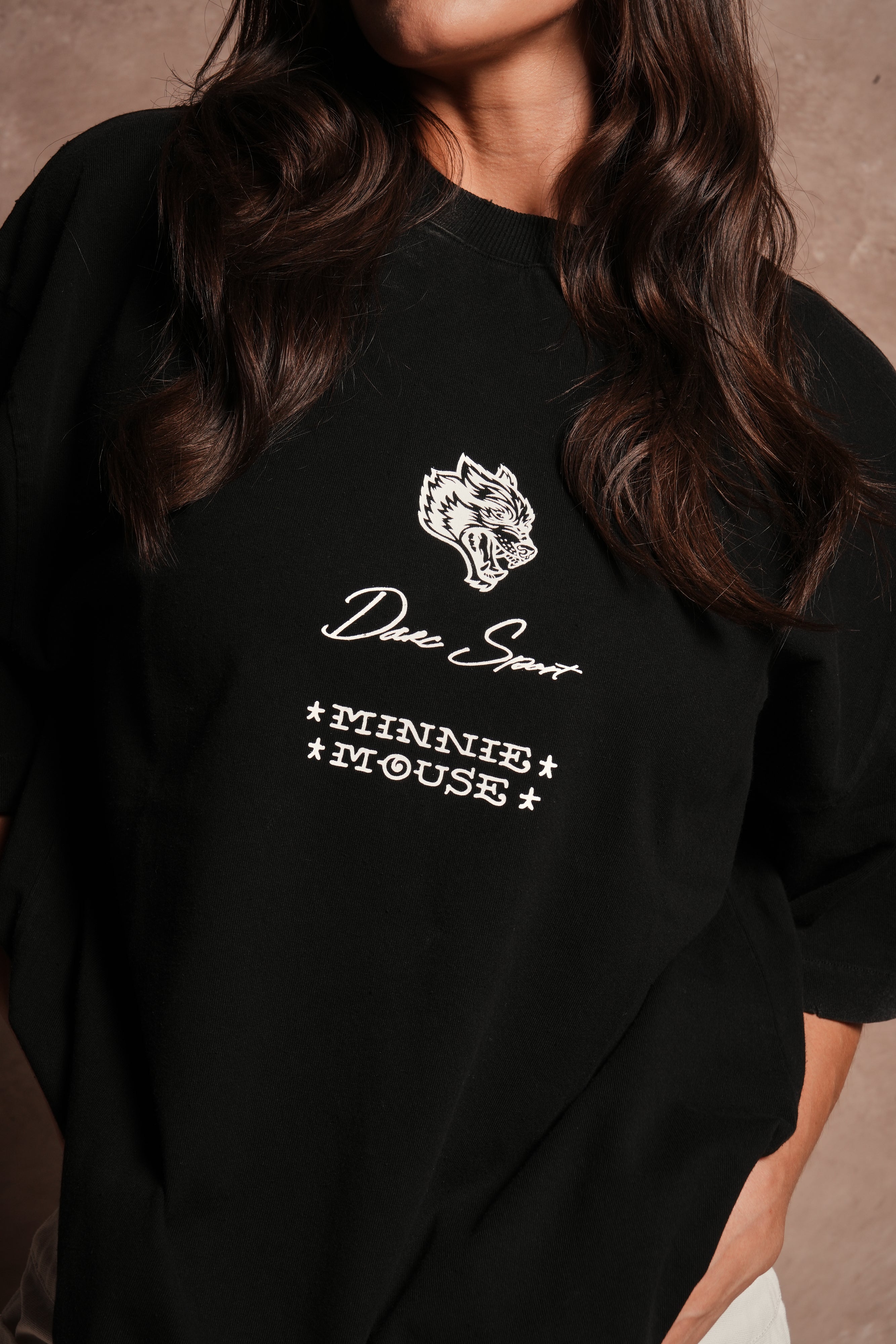 Minnie Mouse Forever Distressed Grunge Tee in Black