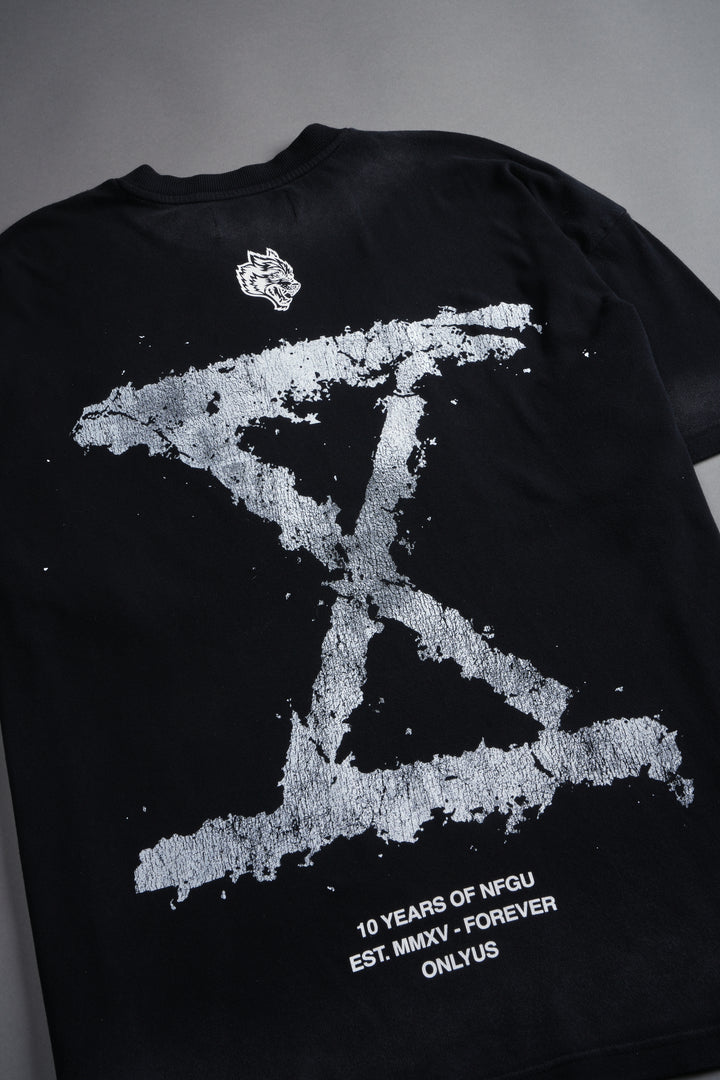 10 Years of NFGU "Premium" Oversized Tee in Black Drift Wash