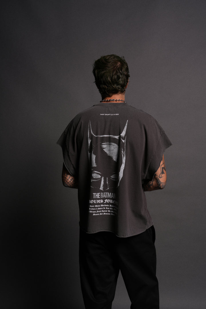 The Batman Forever Grunge Cut-Off Tee in Wolf Gray