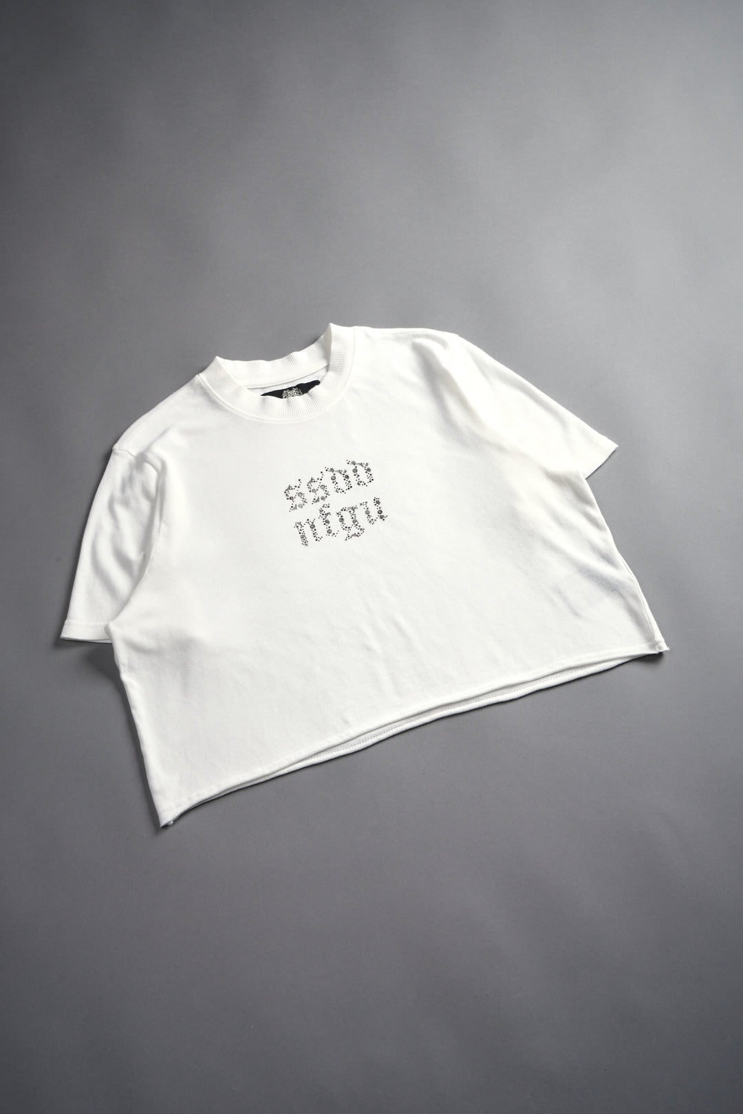 Crystal Code "Premium" Oversized (Cropped) Tee in Cream