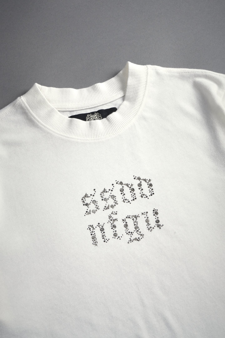 Crystal Code "Premium" Oversized (Cropped) Tee in Cream