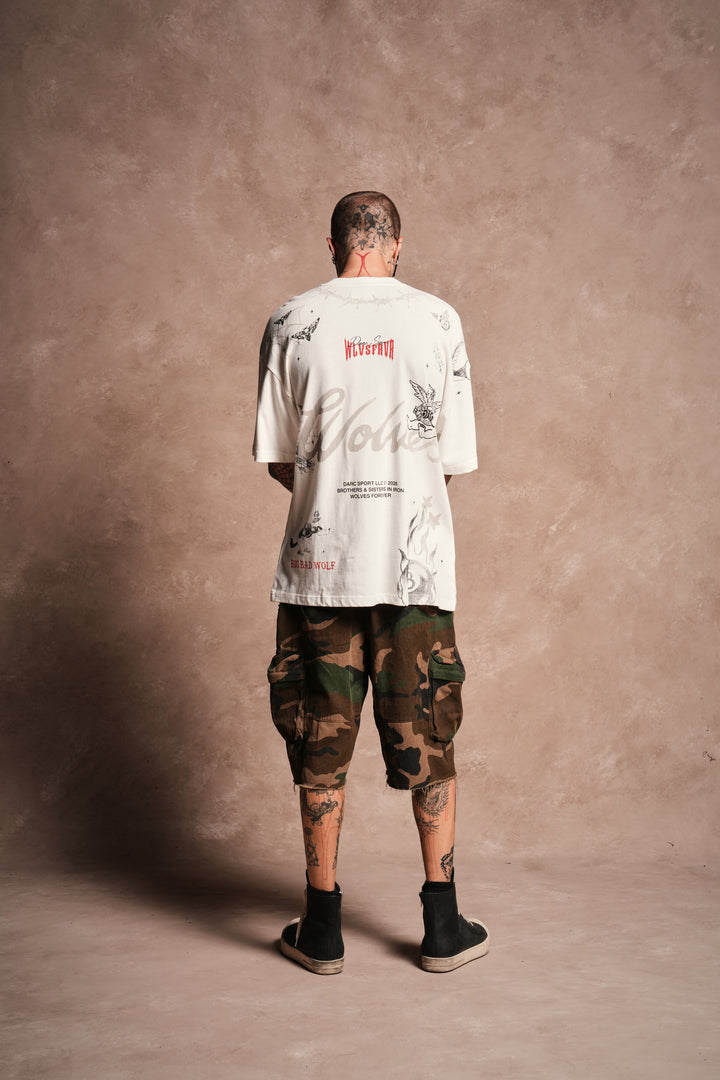 Big Bad Wolves Premium Oversized Tee in Cream
