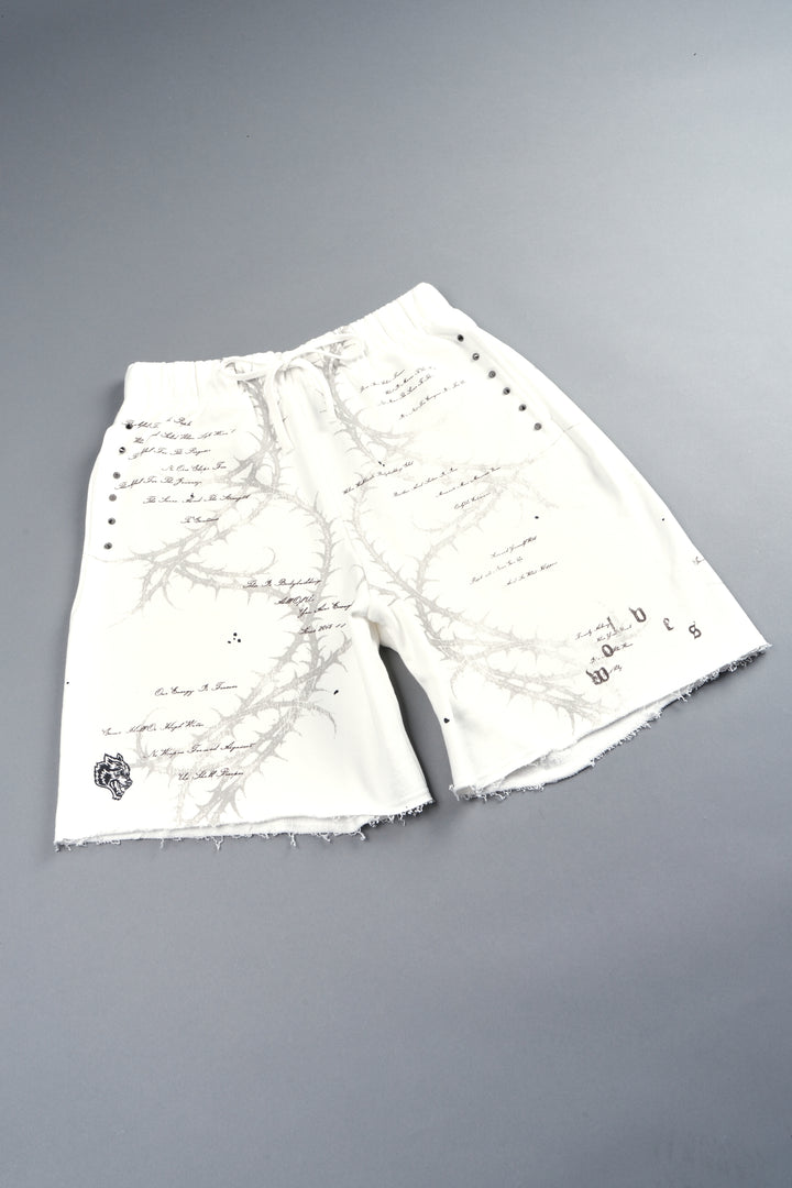 Thorns Frvr Grunge Oversized Raw Hem Post Lounge Sweat Shorts In Cream
