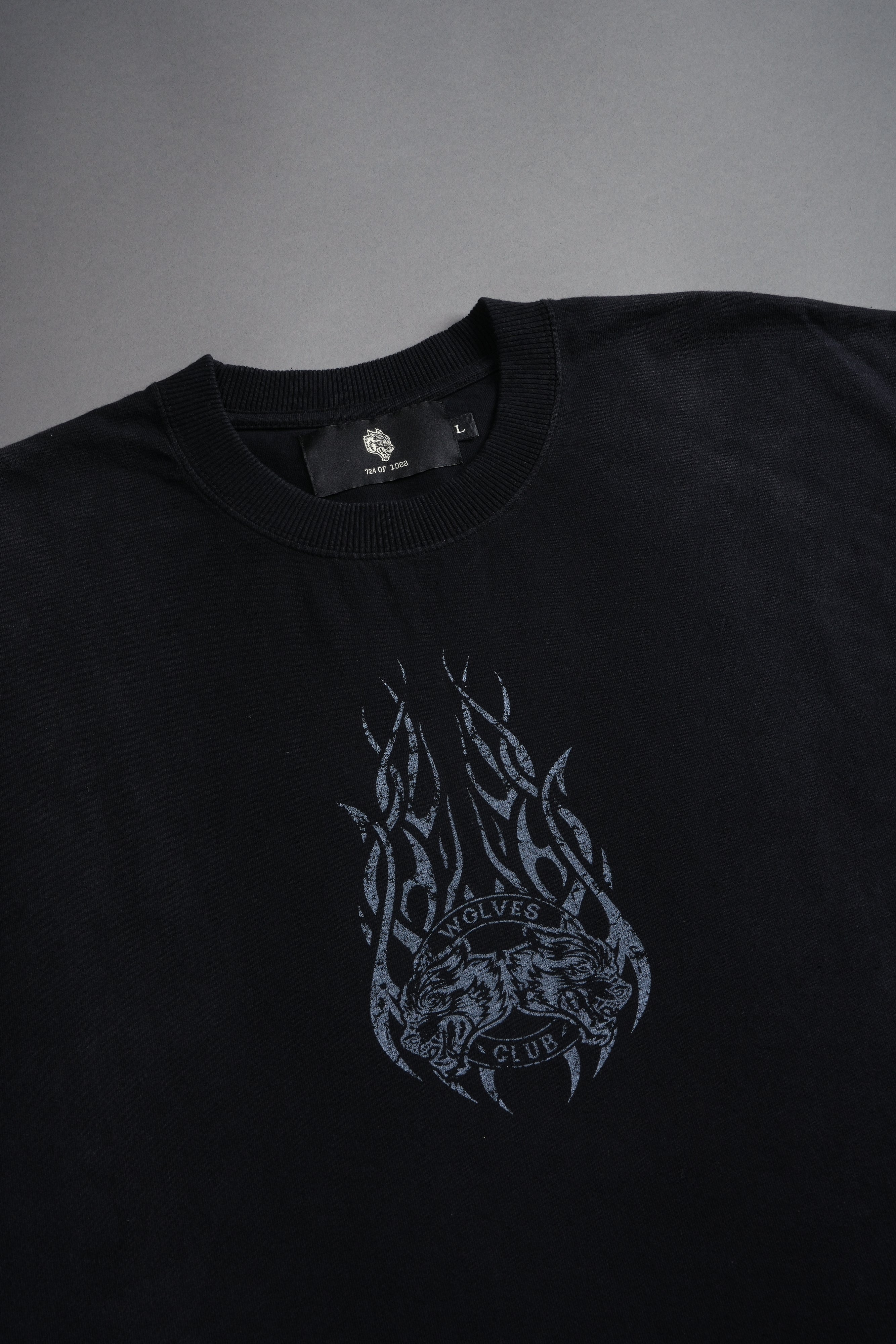 Finite Flame Grunge Cut-Off Tee in Black Inverted Sun Fade