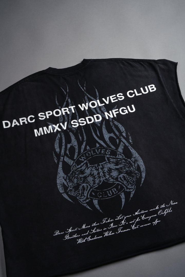 Finite Flame Grunge Cut-Off Tee in Black Inverted Sun Fade