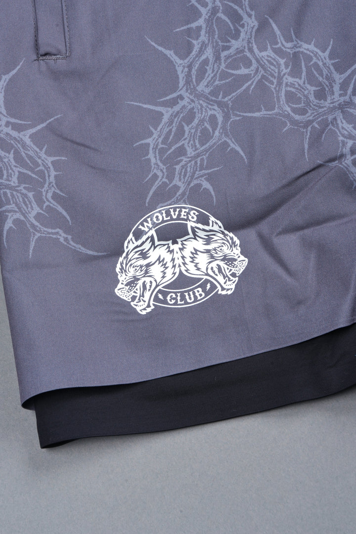 Exo Thorns Compression Shorts In Slate Gray