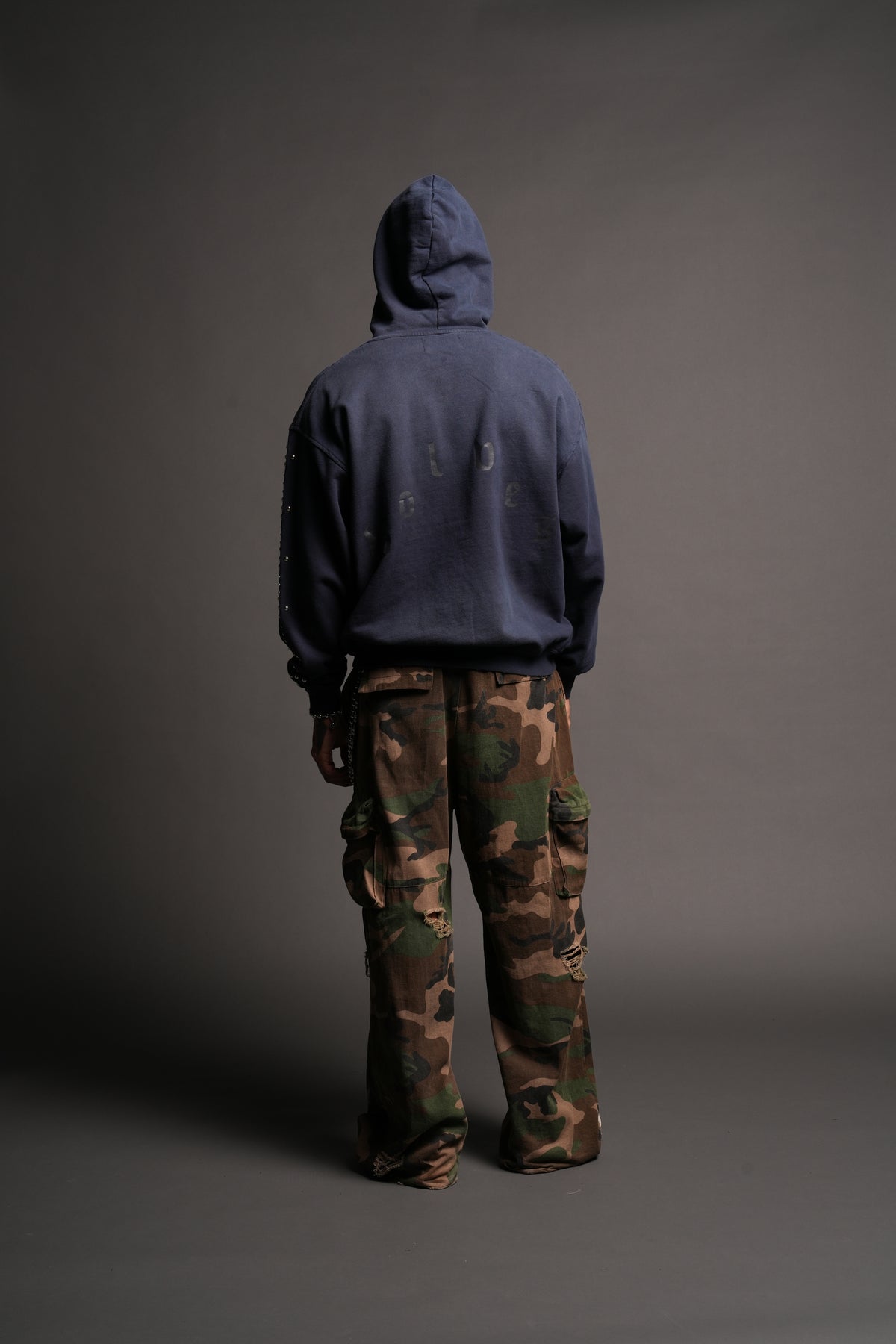 Wolves Heritage Grunge Moatis Hoodie In Navy Sun Fade