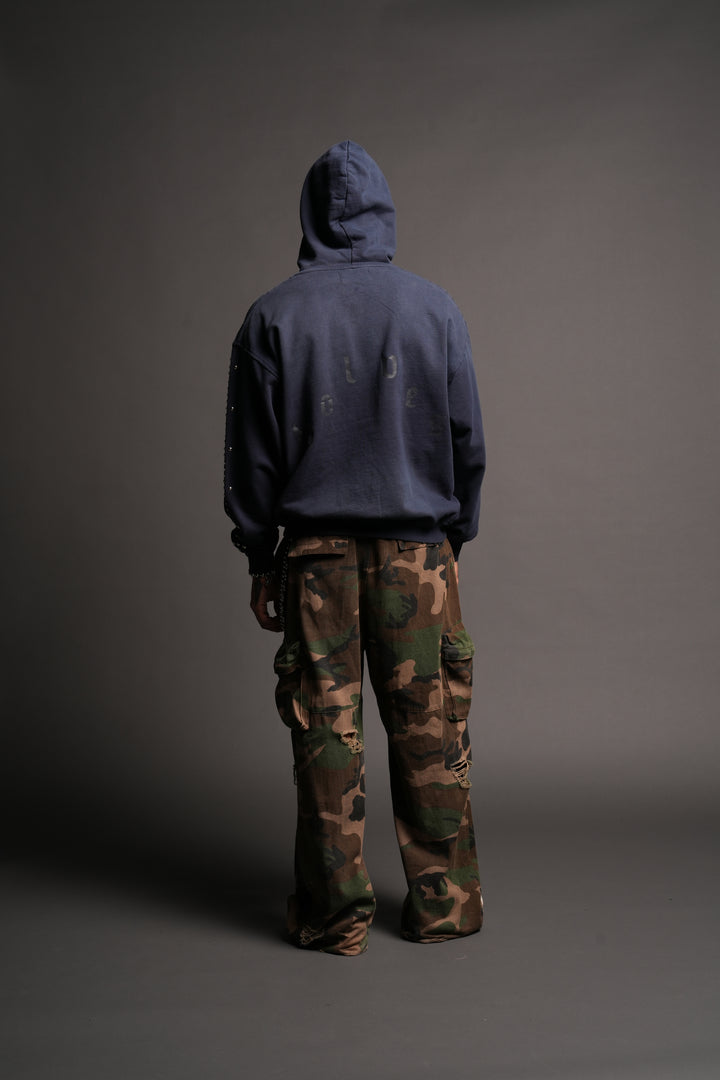 Wolves Heritage Grunge Moatis Hoodie In Navy Sun Fade