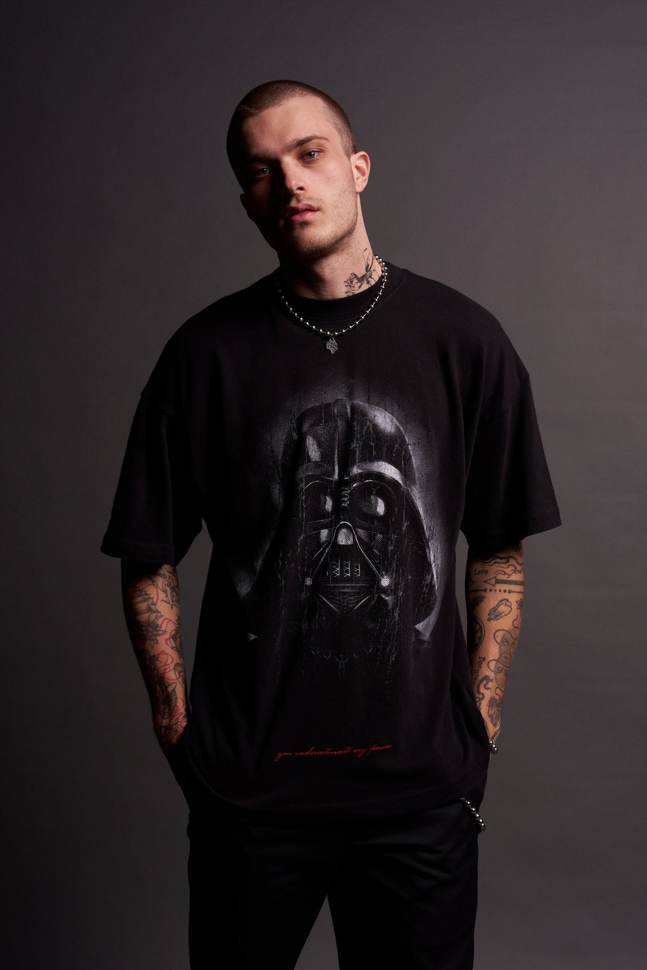 The Power Of The Dark Side Vader "Premium" Oversized Tee in Black