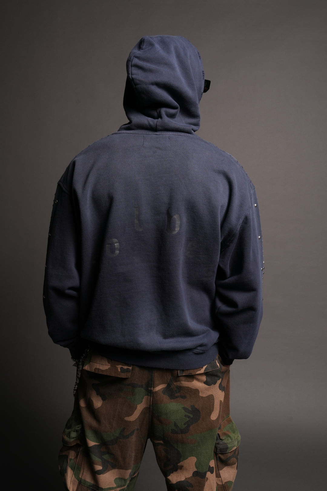 Wolves Heritage Grunge Moatis Hoodie In Navy Sun Fade