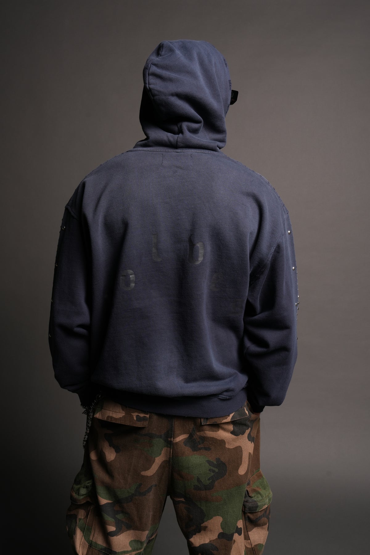 Wolves Heritage Grunge Moatis Hoodie In Navy Sun Fade