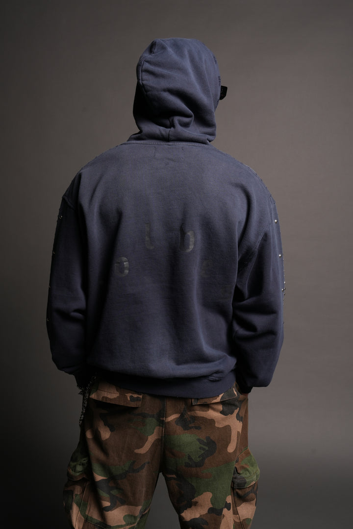 Wolves Heritage Grunge Moatis Hoodie In Navy Sun Fade