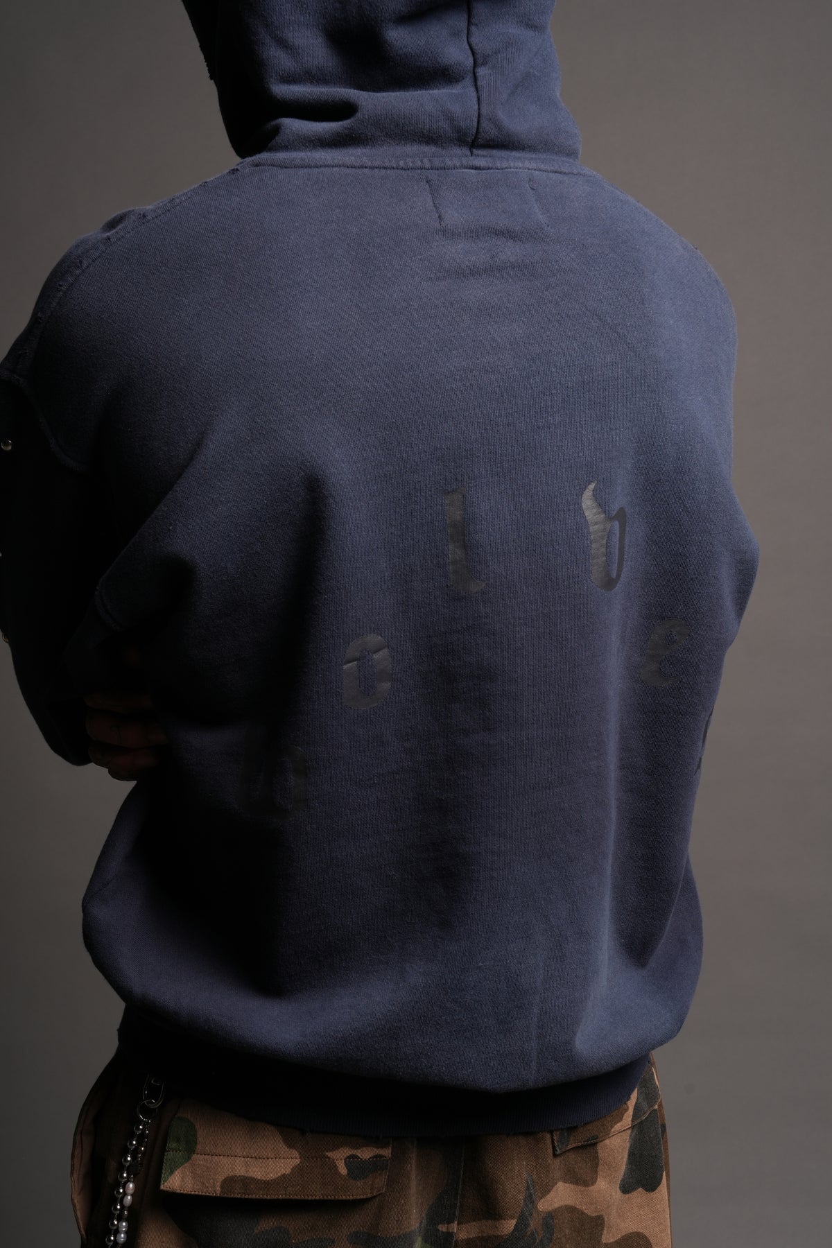 Wolves Heritage Grunge Moatis Hoodie In Navy Sun Fade