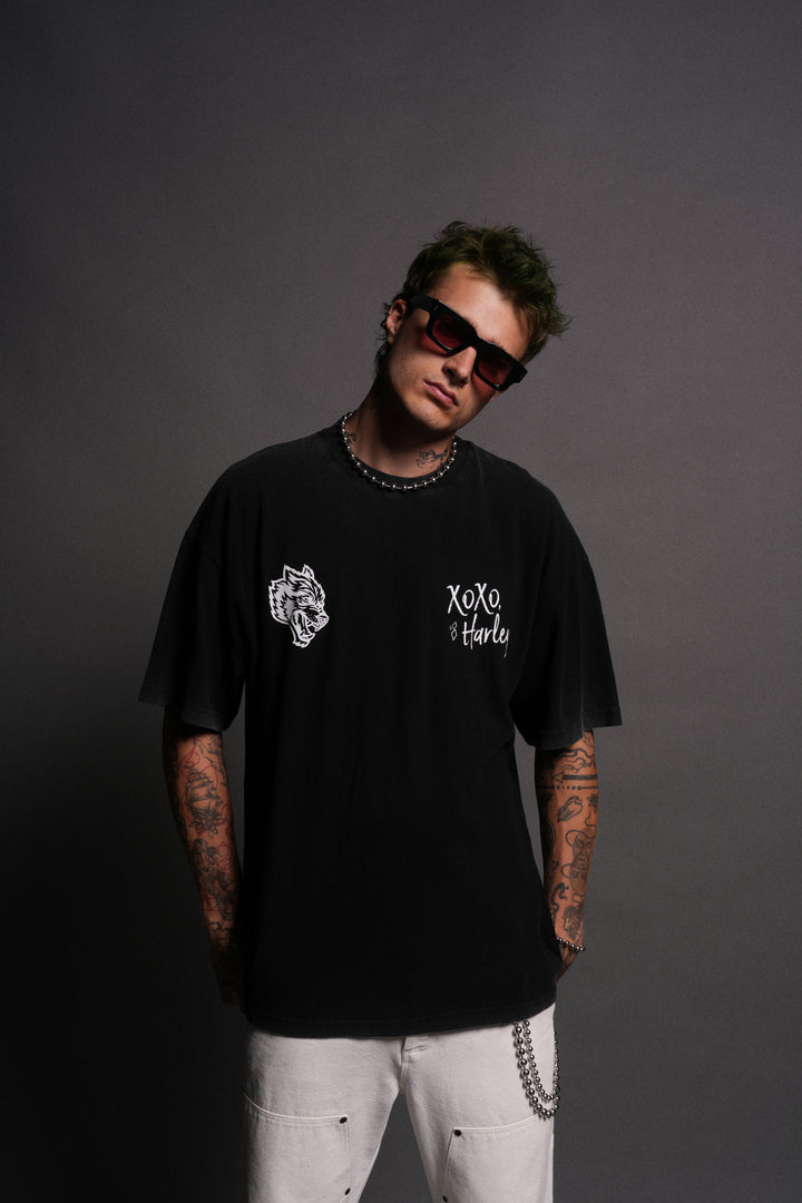 XOXO "Premium" Oversized Tee in Black