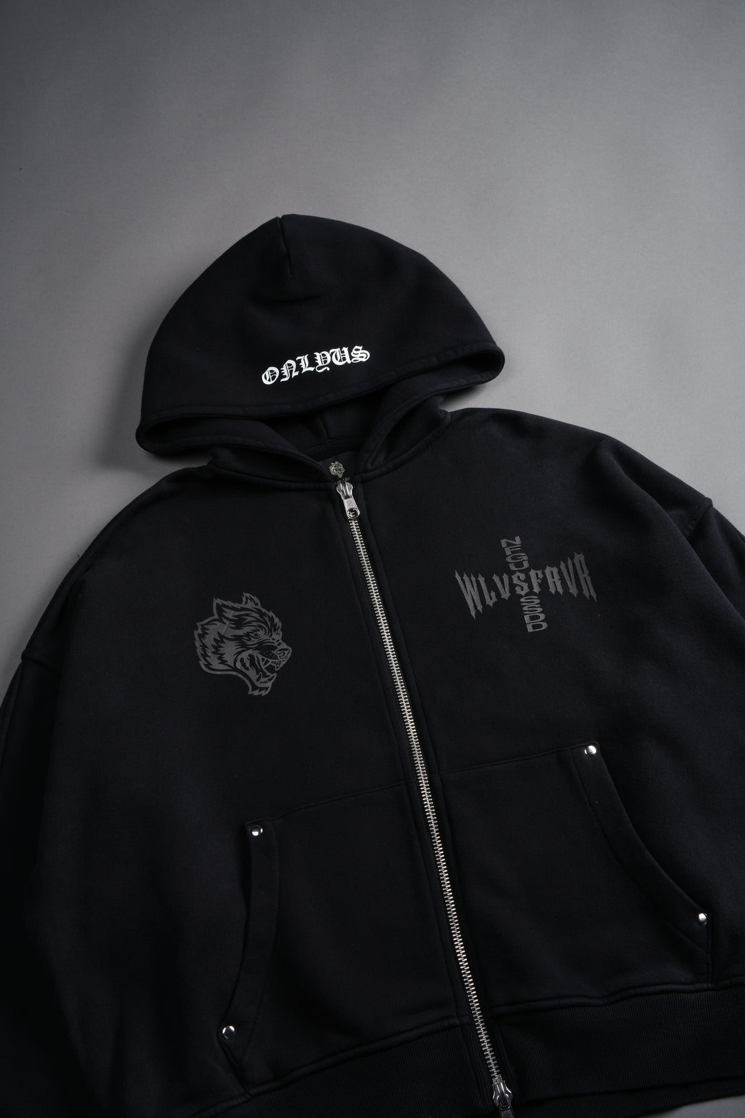 Iron Code Darco Double Zip Hoodie in Black Inverted Sun Fade
