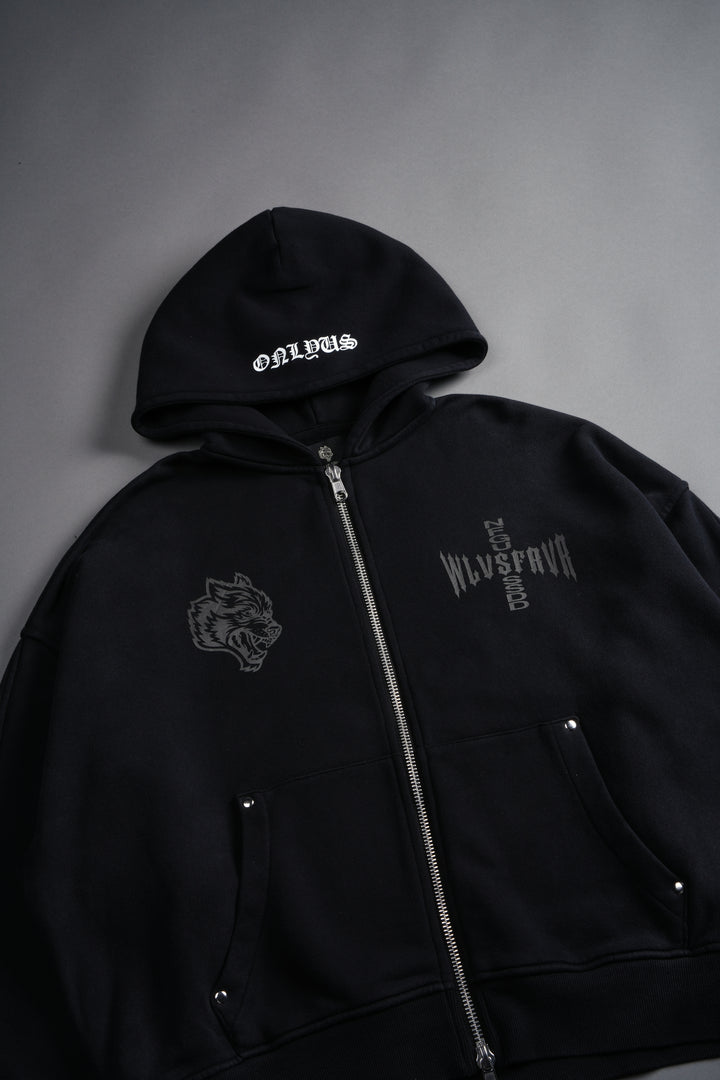 Iron Code Darco Double Zip Hoodie in Black Inverted Sun Fade