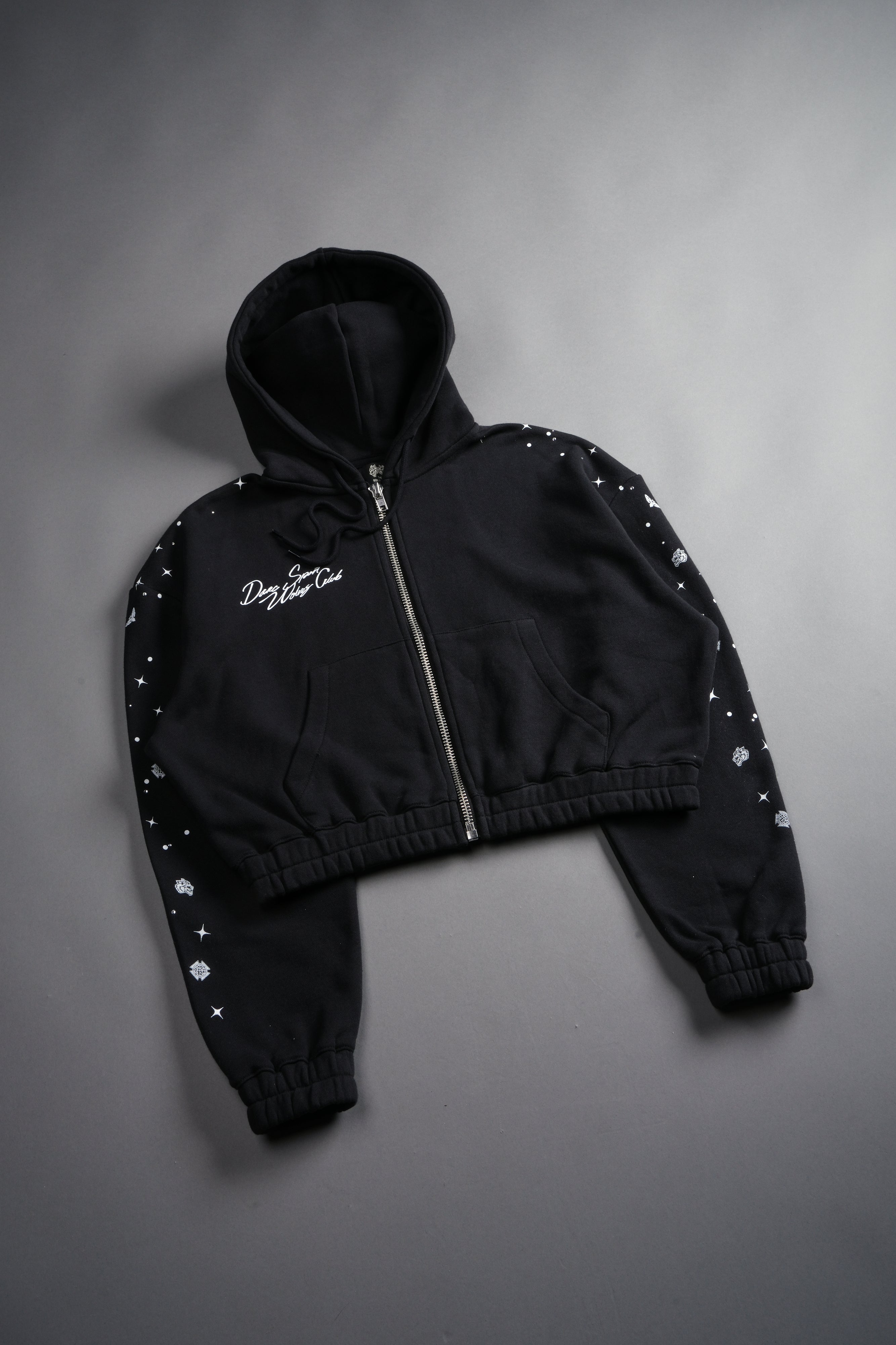 Darc Constellation "Chambers" (Cropped) Zip She Hoodie in Black