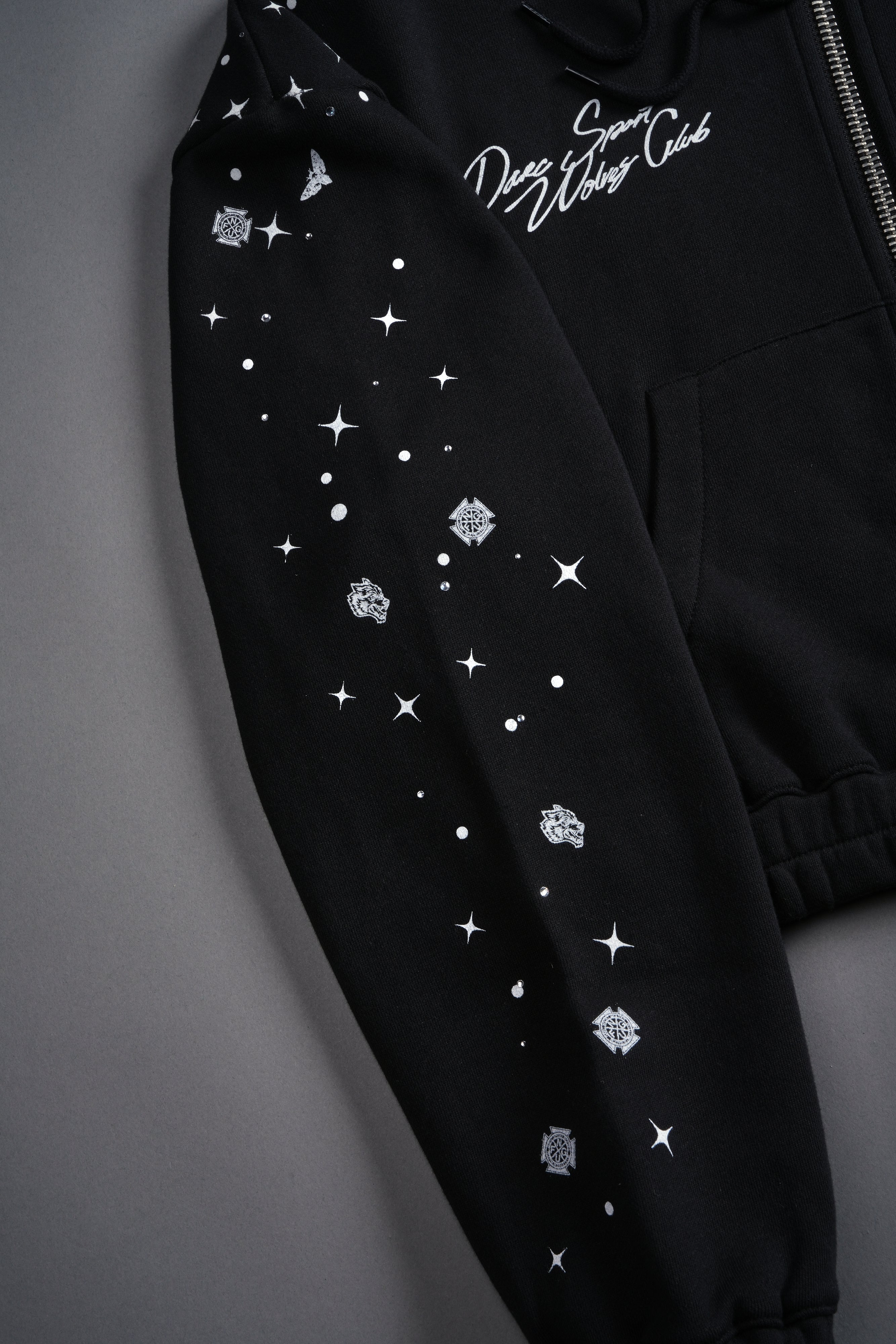 Darc Constellation "Chambers" (Cropped) Zip She Hoodie in Black