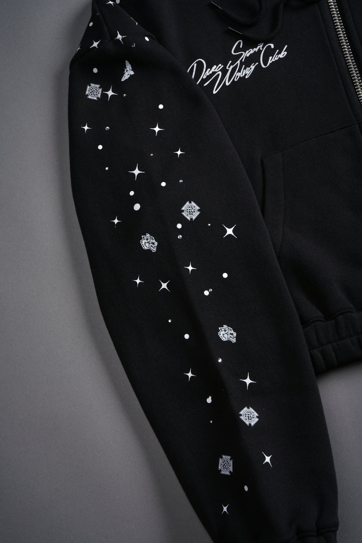Darc Constellation "Chambers" (Cropped) Zip She Hoodie in Black
