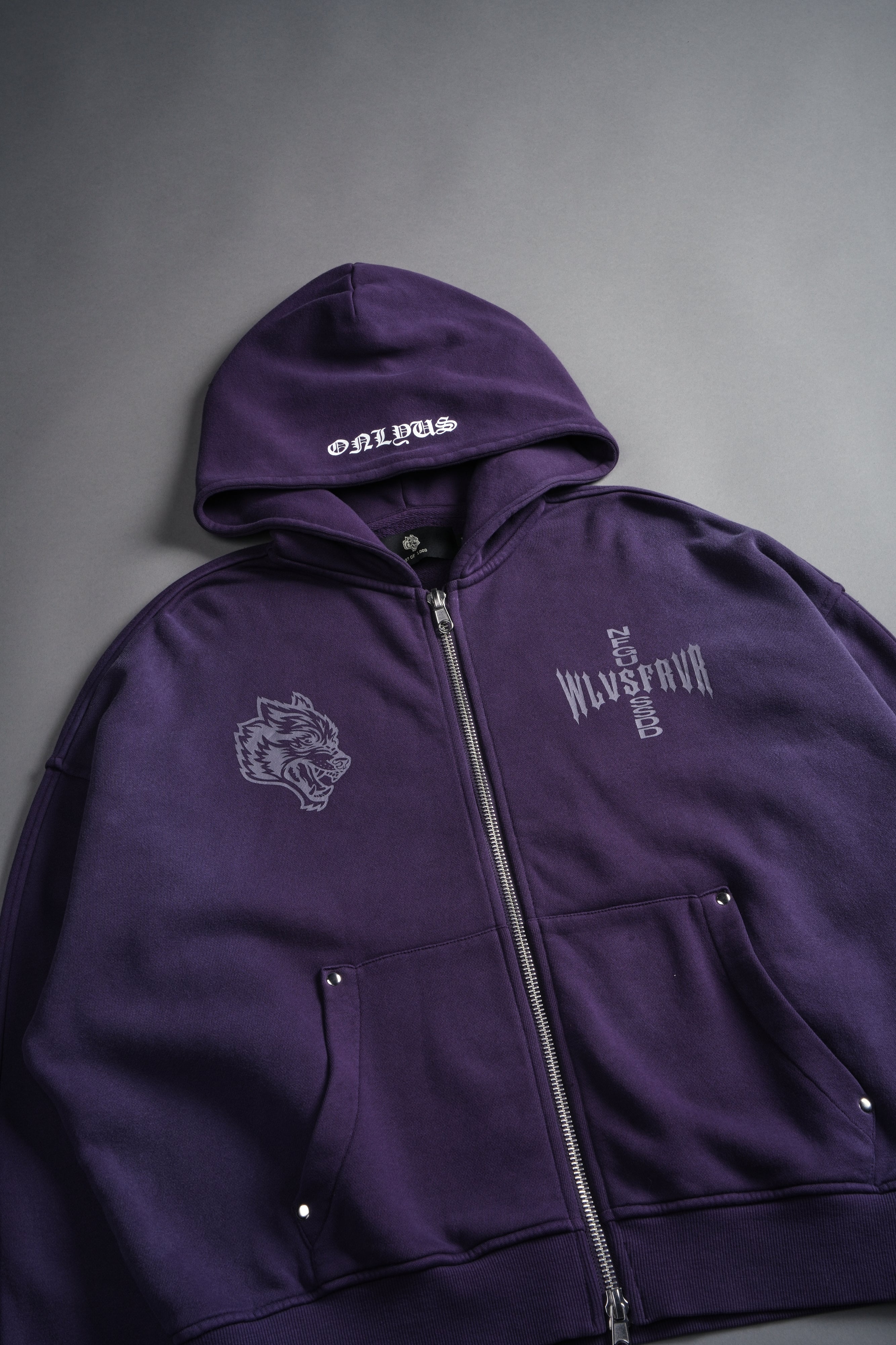 Iron Code Darco Double Zip Hoodie in Phantom Purple Inverted Sun Fade