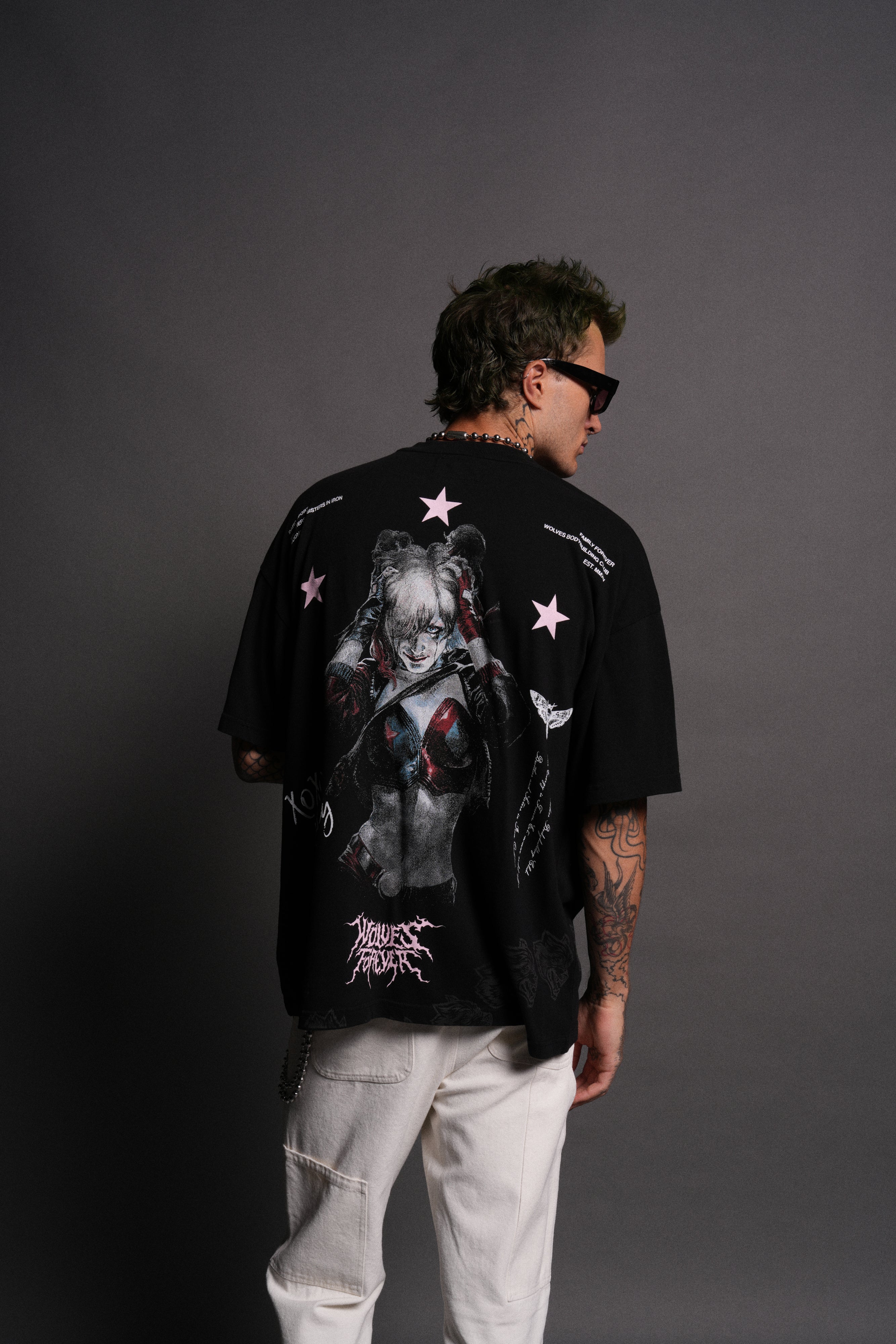 Darc Harley Quinn "Side By Side" Series Premium Oversized Tee in Black