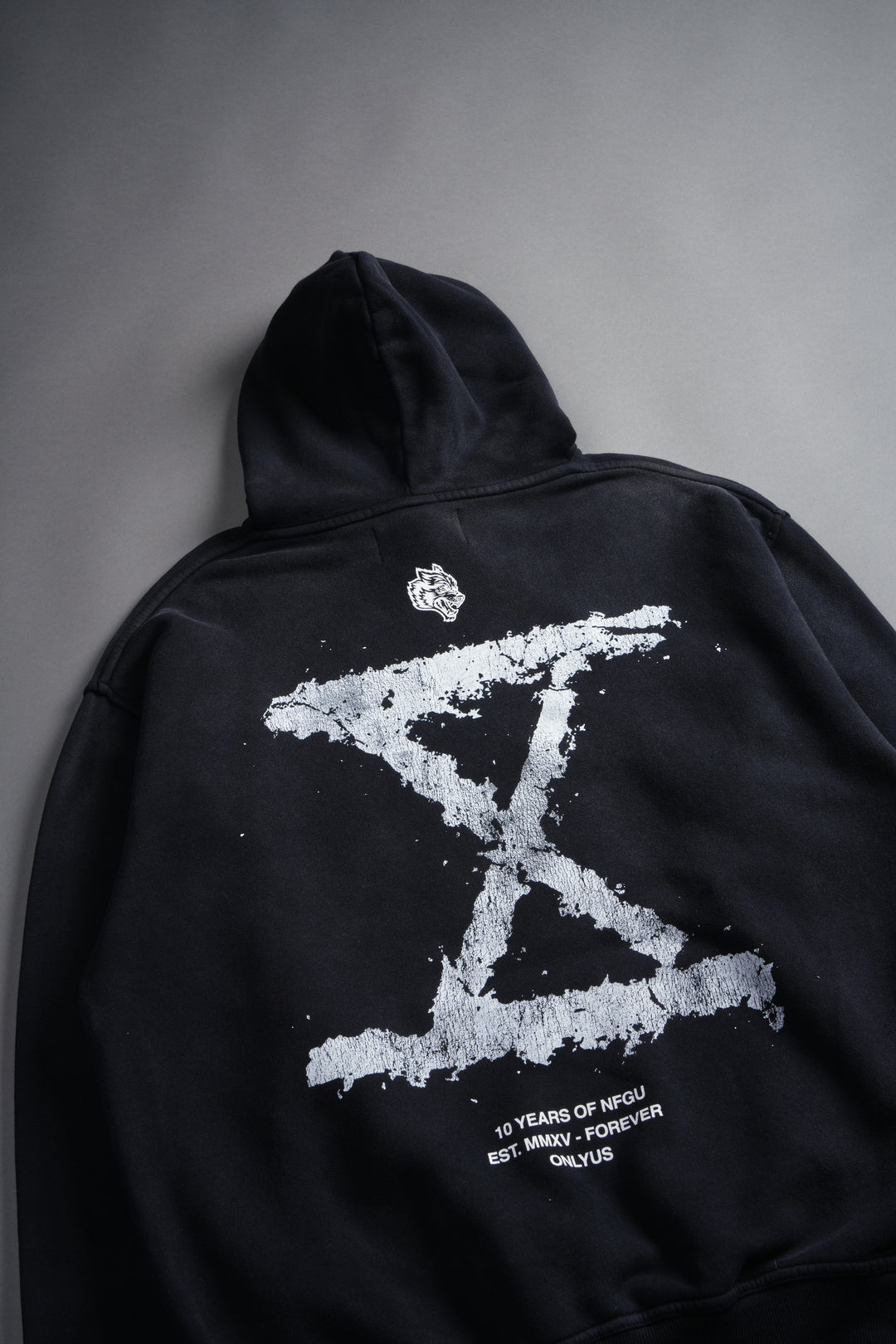 10 Years of NFGU "Pierce" Hoodie in Black Drift Wash