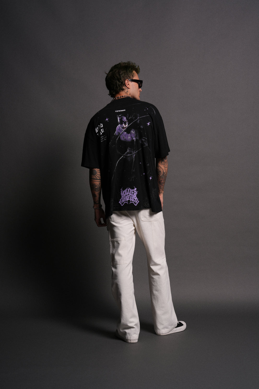 Darc Catwoman "Side By Side" Series Premium Oversized Tee in Black