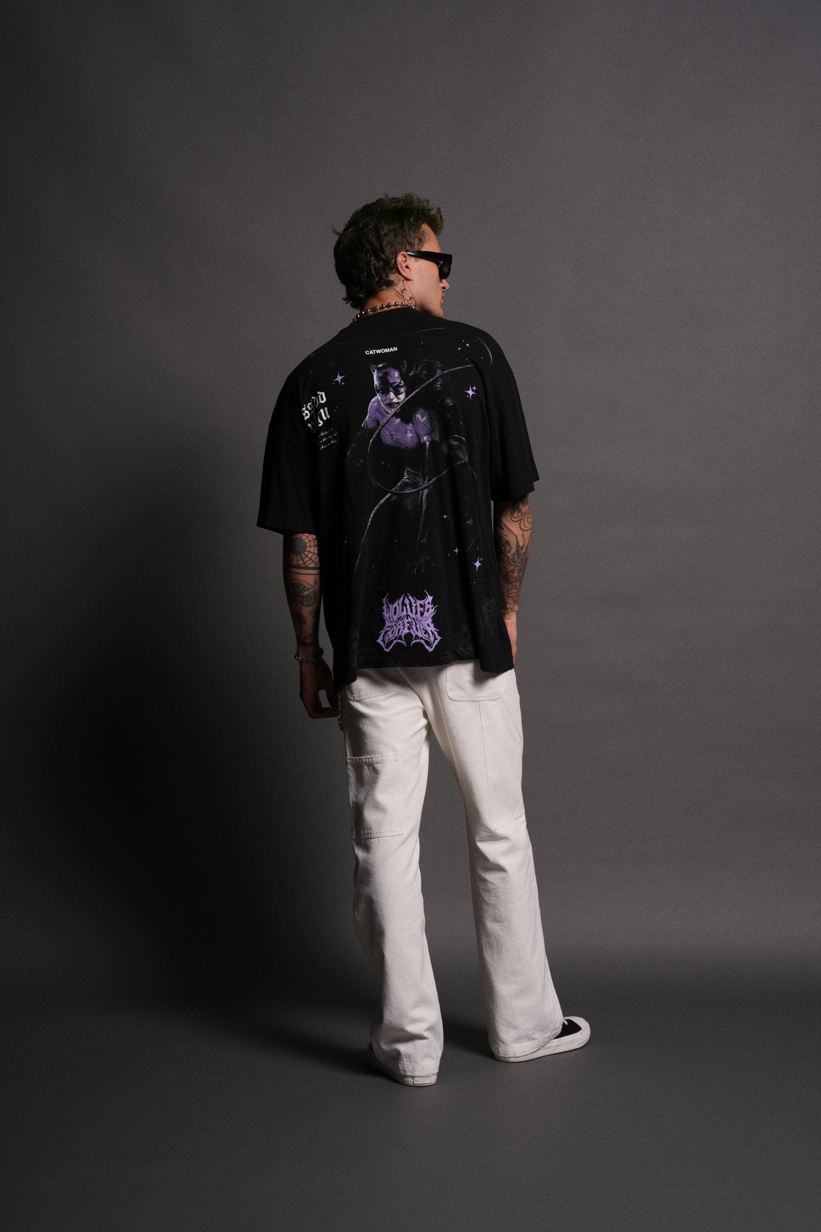 Darc Catwoman "Side By Side" Series Premium Oversized Tee in Black