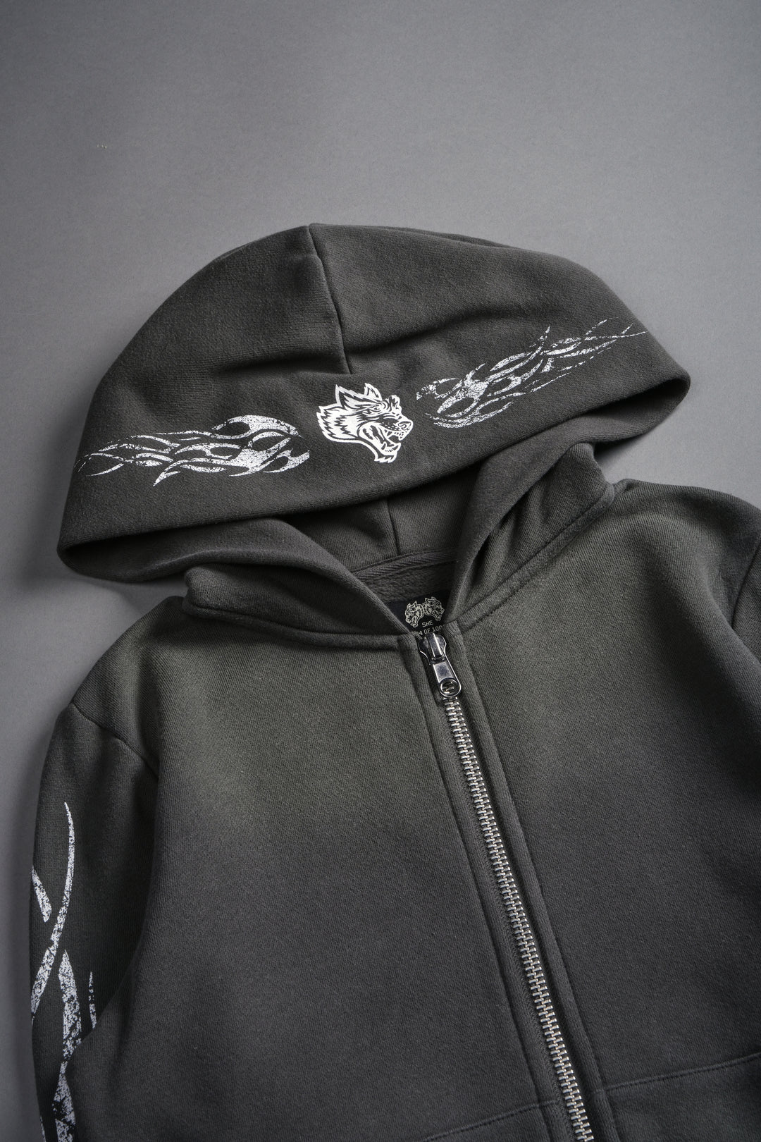 Finite Flame "Iris" Zip Up She Hoodie in Wolf Gray Drift Wash