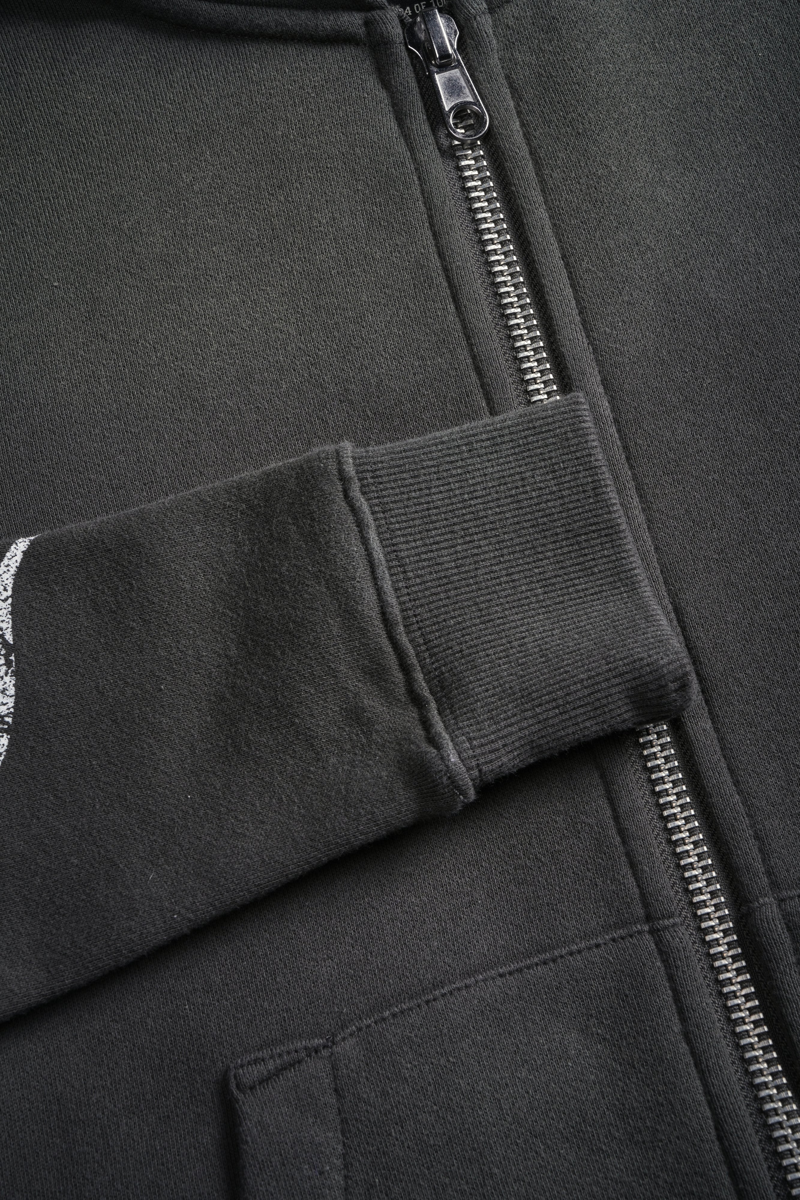 Finite Flame "Iris" Zip Up She Hoodie in Wolf Gray Drift Wash