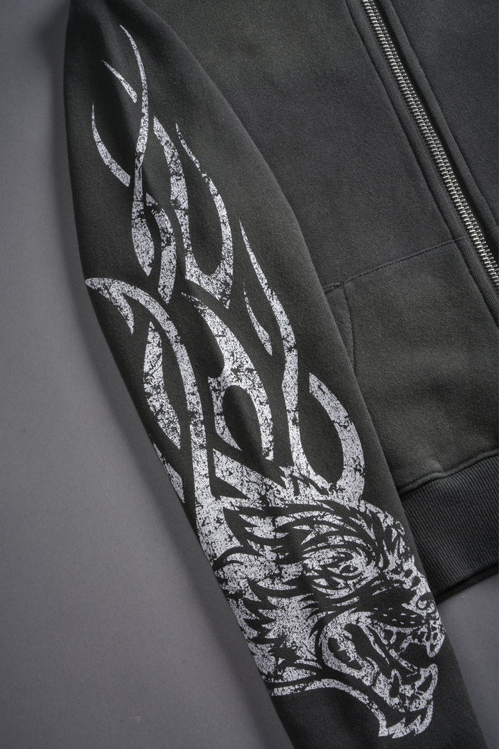 Finite Flame "Iris" Zip Up She Hoodie in Wolf Gray Drift Wash