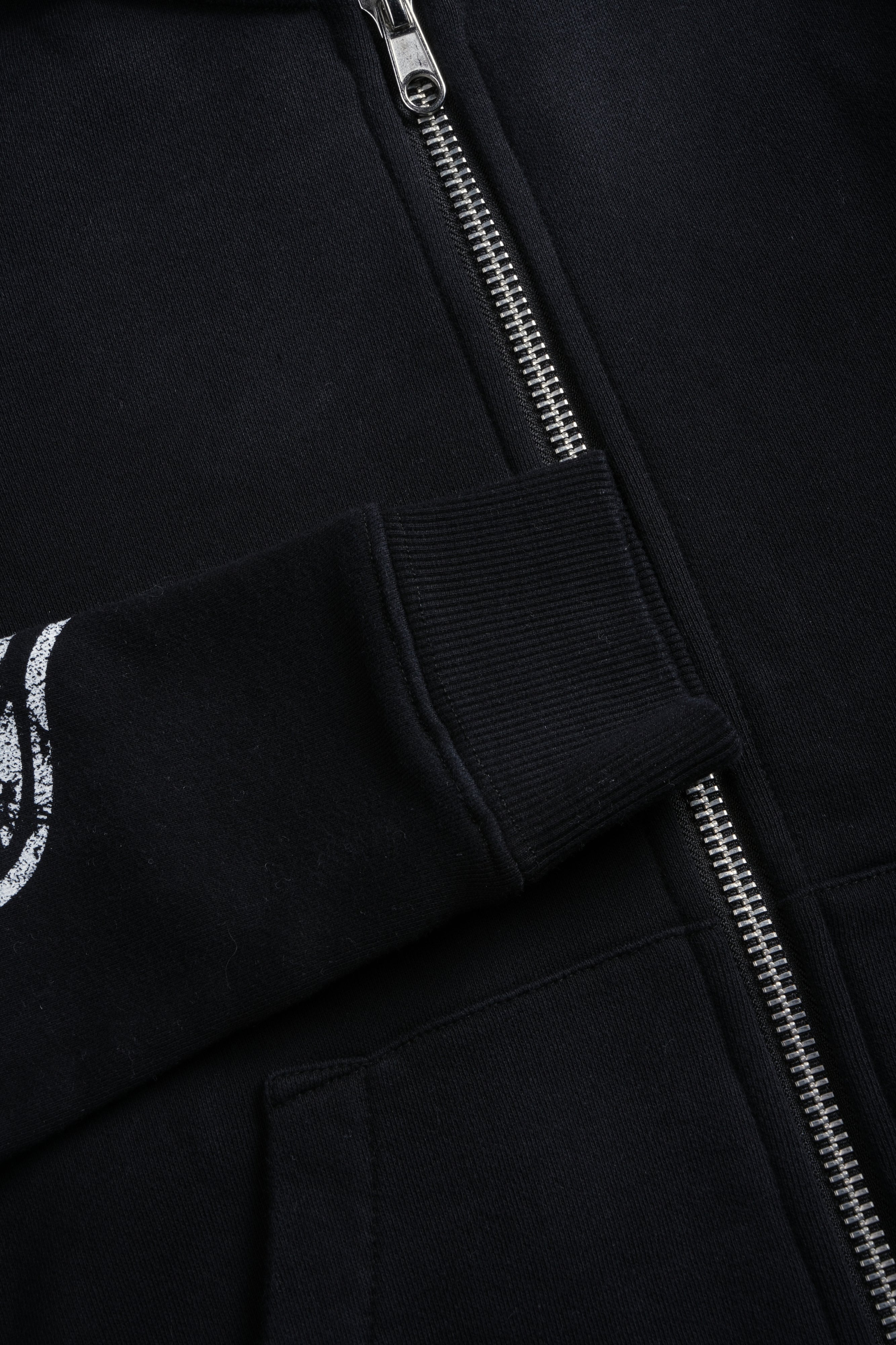 Finite Flame "Iris" Zip Up She Hoodie in Black Drift Wash