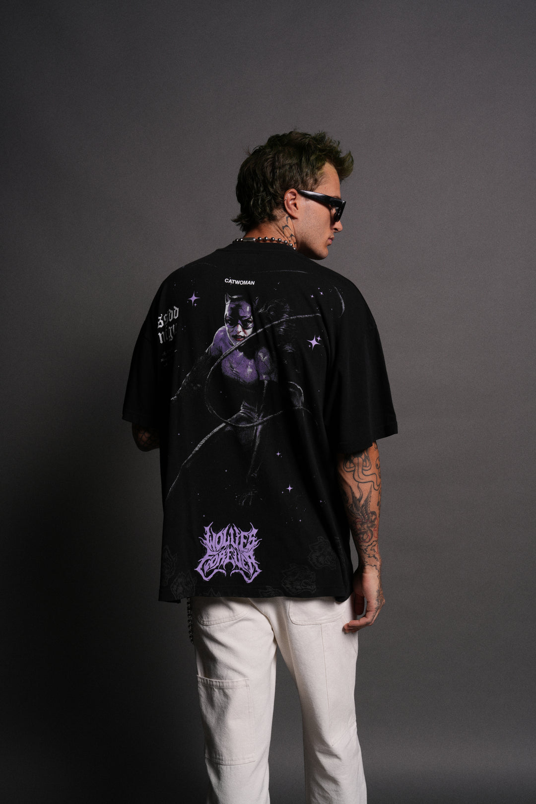 Darc Catwoman "Side By Side" Series Premium Oversized Tee in Black