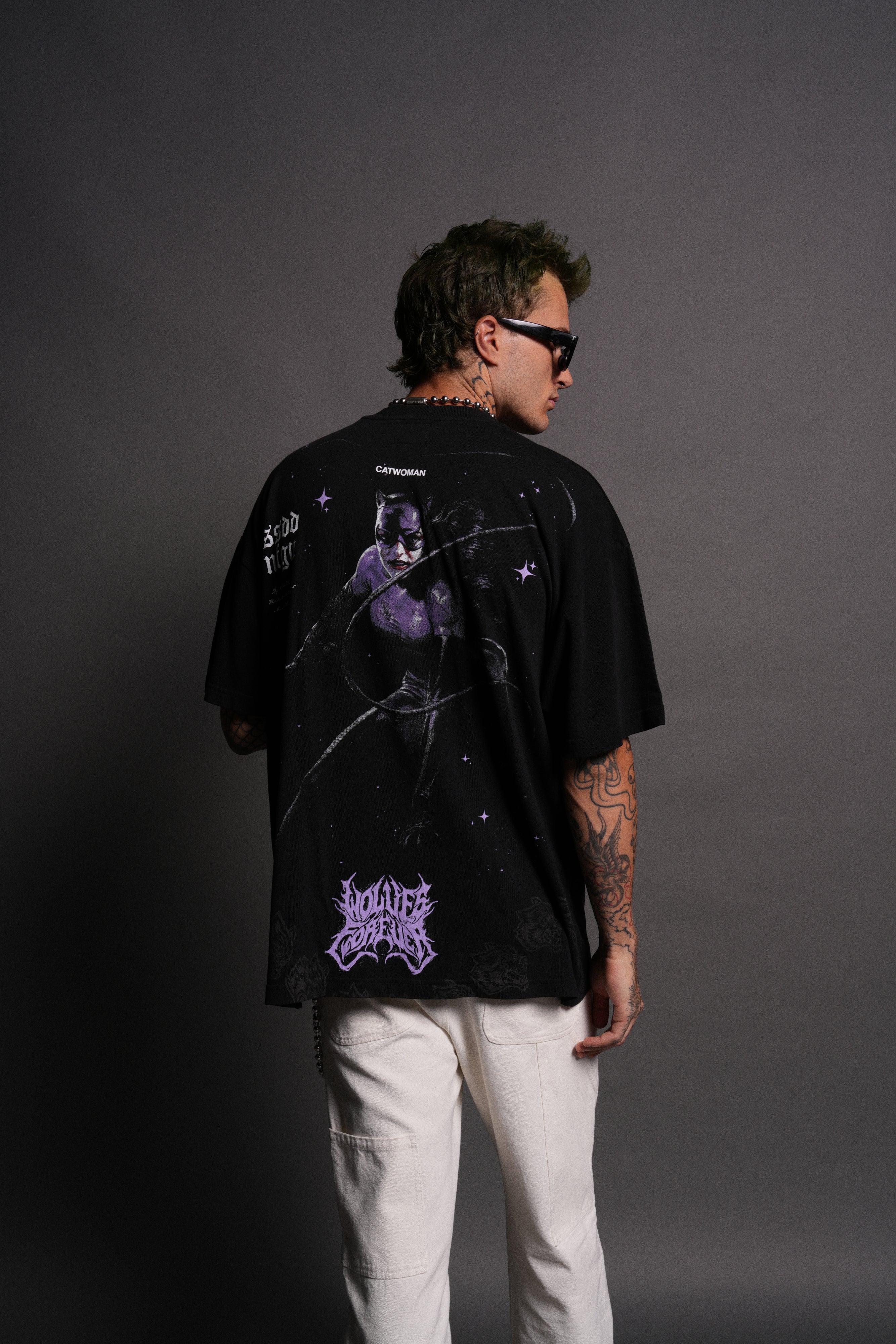 Darc Catwoman "Side By Side" Series Premium Oversized Tee in Black