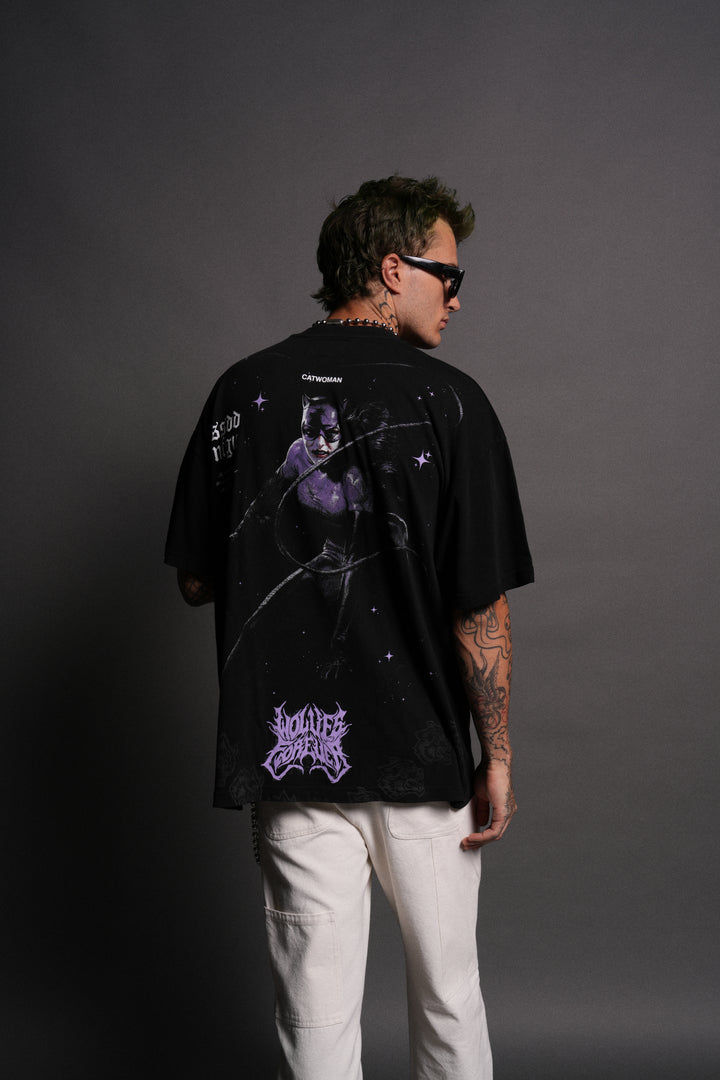 Darc Catwoman "Side By Side" Series Premium Oversized Tee in Black