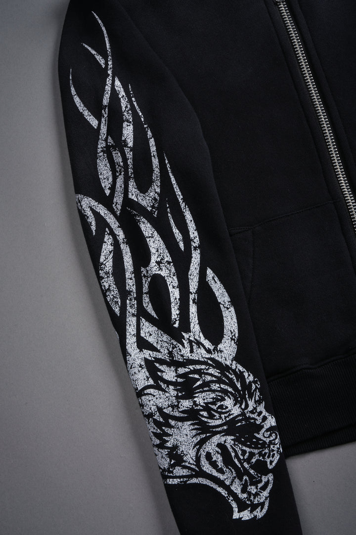 Finite Flame "Iris" Zip Up She Hoodie in Black Drift Wash