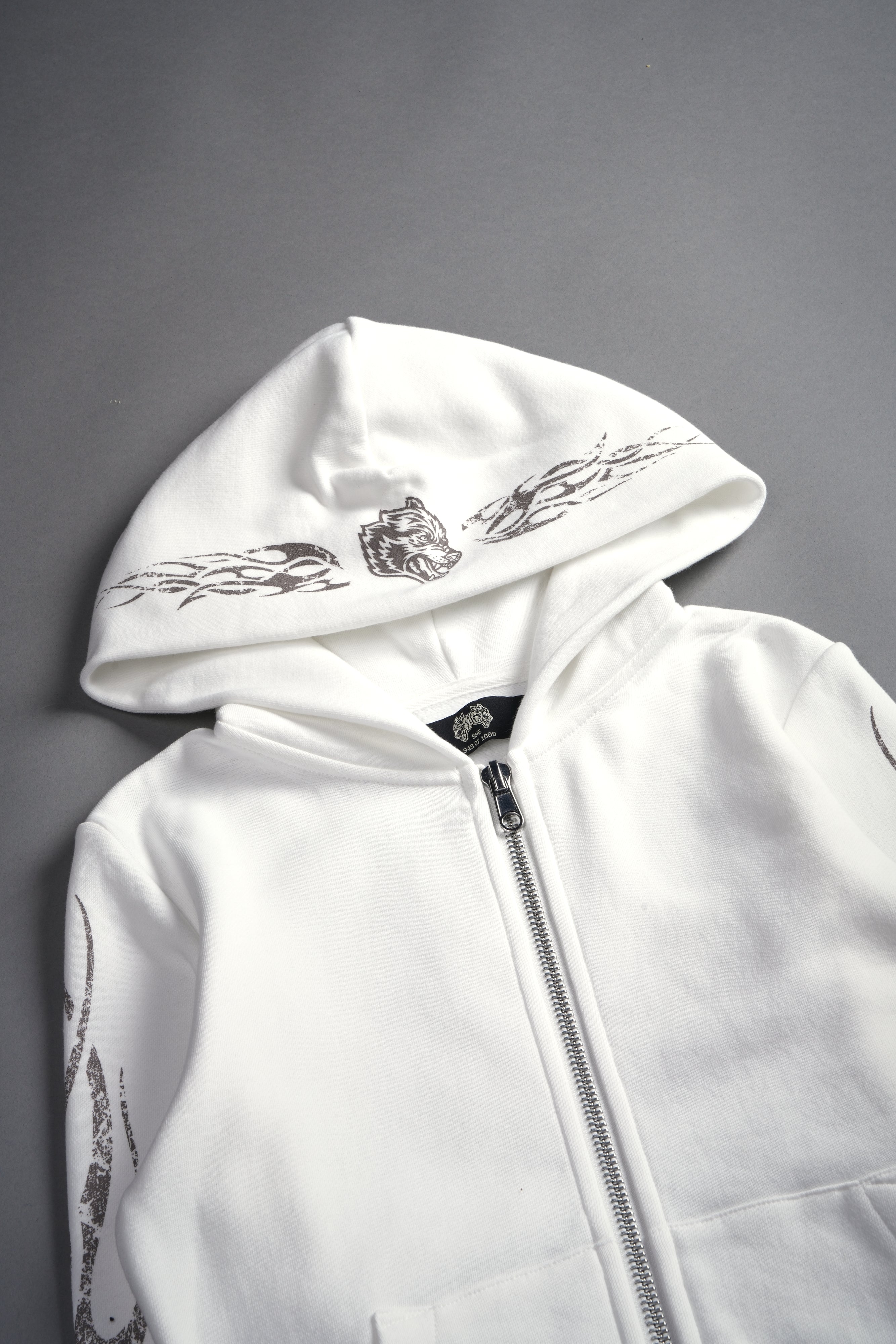 Finite Flame "Iris" Zip Up She Hoodie in Cream