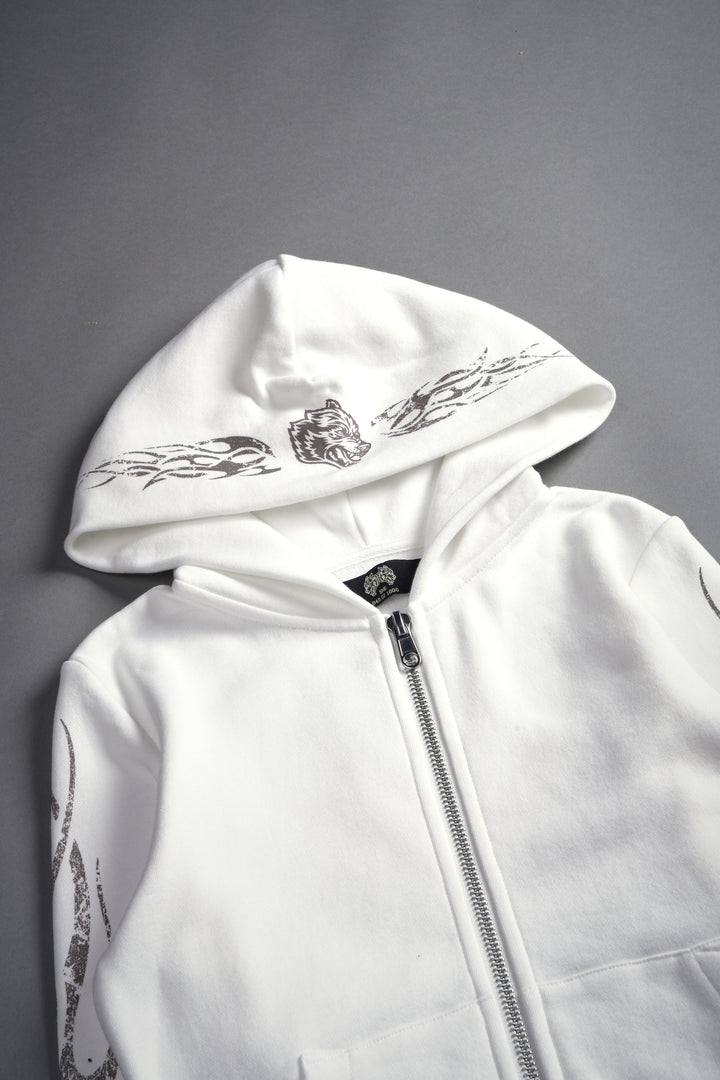 Finite Flame "Iris" Zip Up She Hoodie in Cream