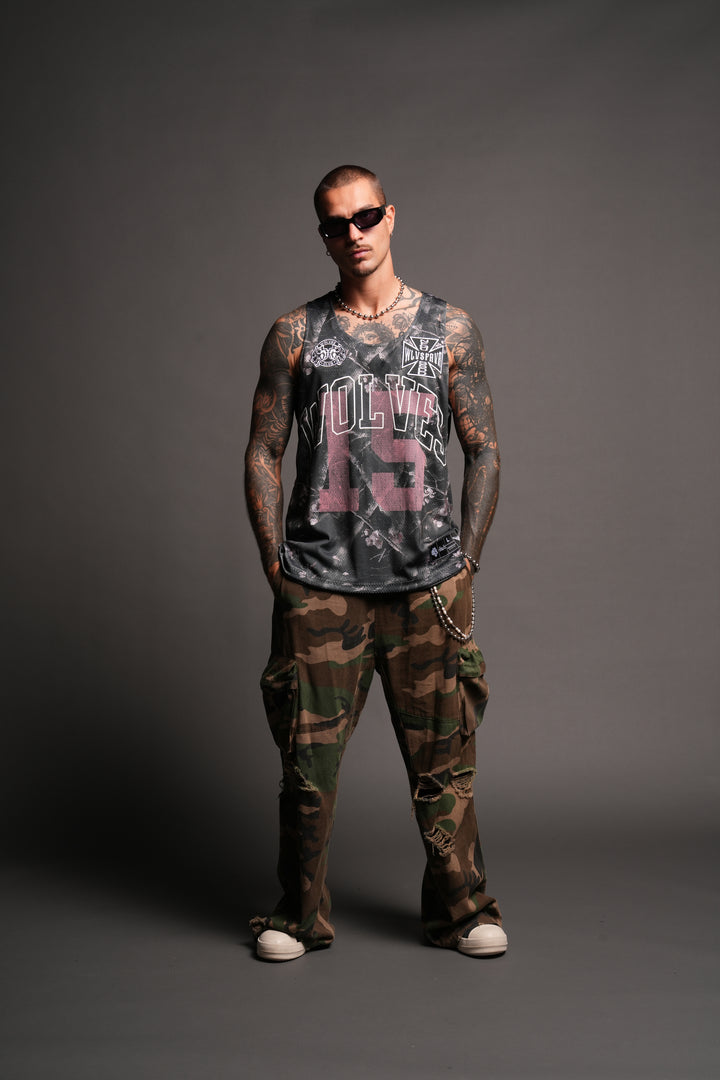 Shadow Blossom Reversible Bball Jersey In Slate Gray / All Of Us Camo